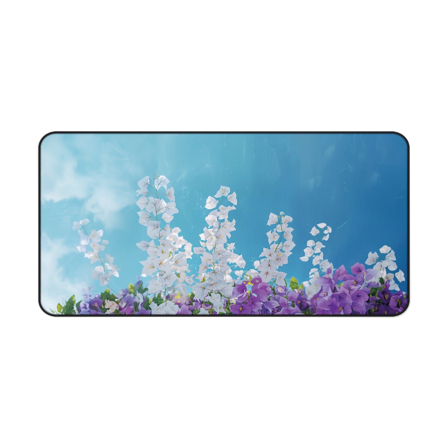 Floral Bliss Desk Mat | Wisteria & Blue Sky Design | Neoprene | Anti-Slip | 3 Sizes | Office Decor