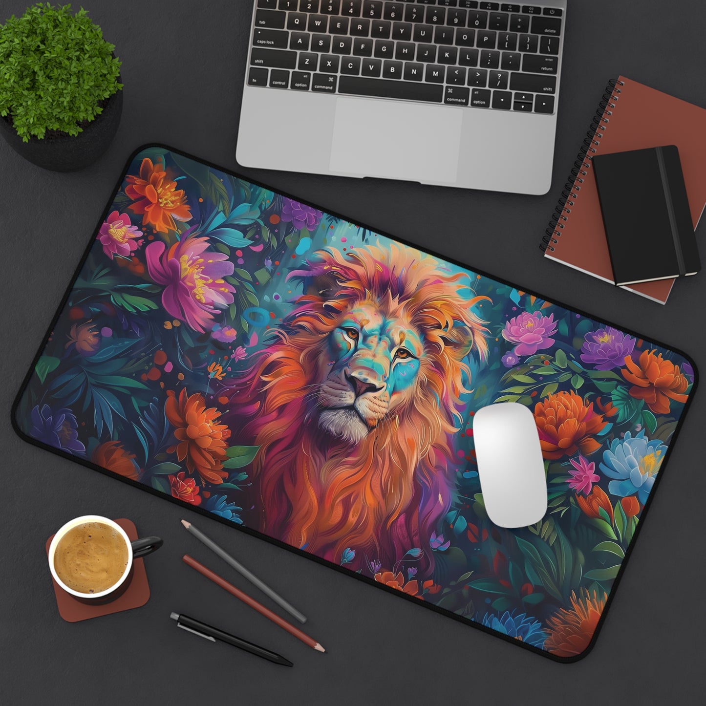 Colorful Lion Desk Mat | Neoprene | Anti-Slip | 3 Sizes