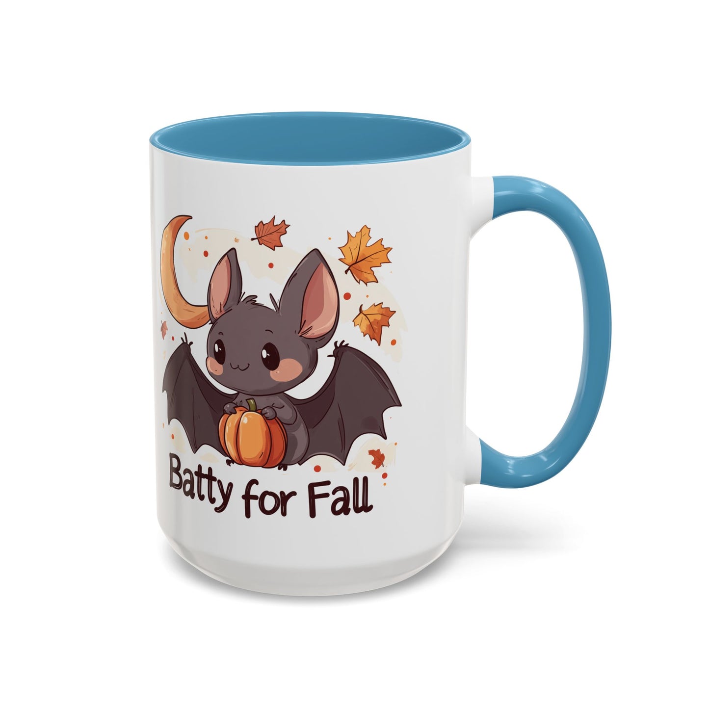 Batty for Fall Ceramic Mug - Adorable Bat and Pumpkin Design - Perfect for Halloween and Autumn Lovers