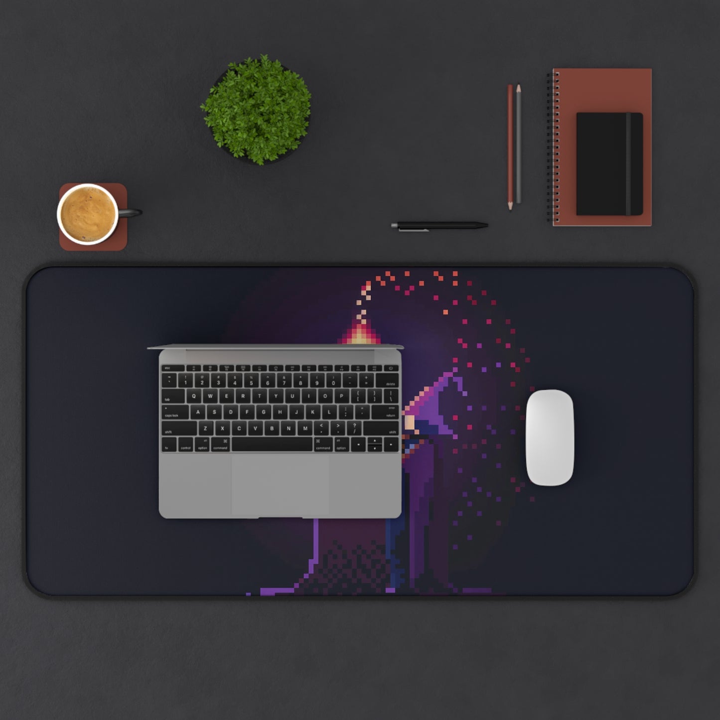 Pixel Art Wizard Desk Mat | Neoprene Mouse Pad | Gaming Desk Mat | Anti-Slip | 3 Sizes Available