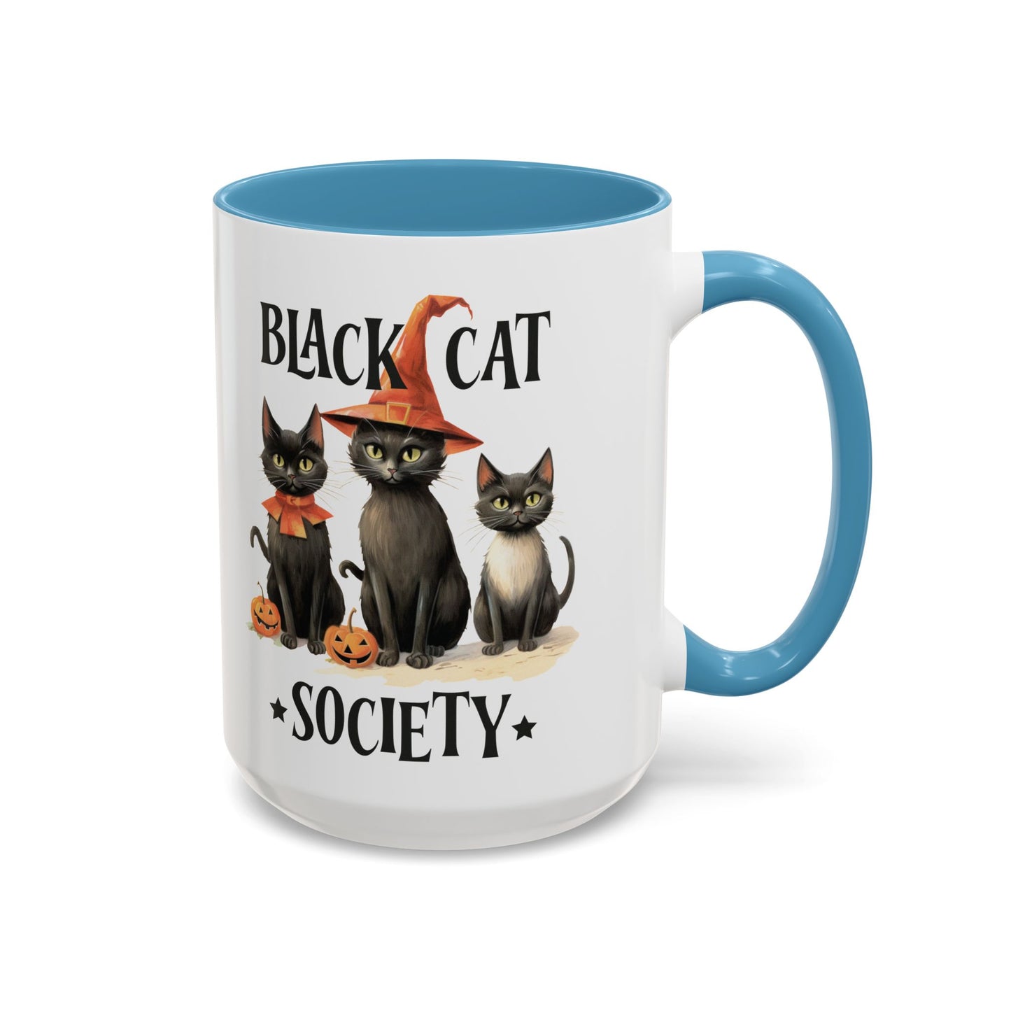 Black Cat Society Halloween Mug | Cute Black Cat Coffee Mug | Halloween Fall Drinkware | Witchy Cat Design