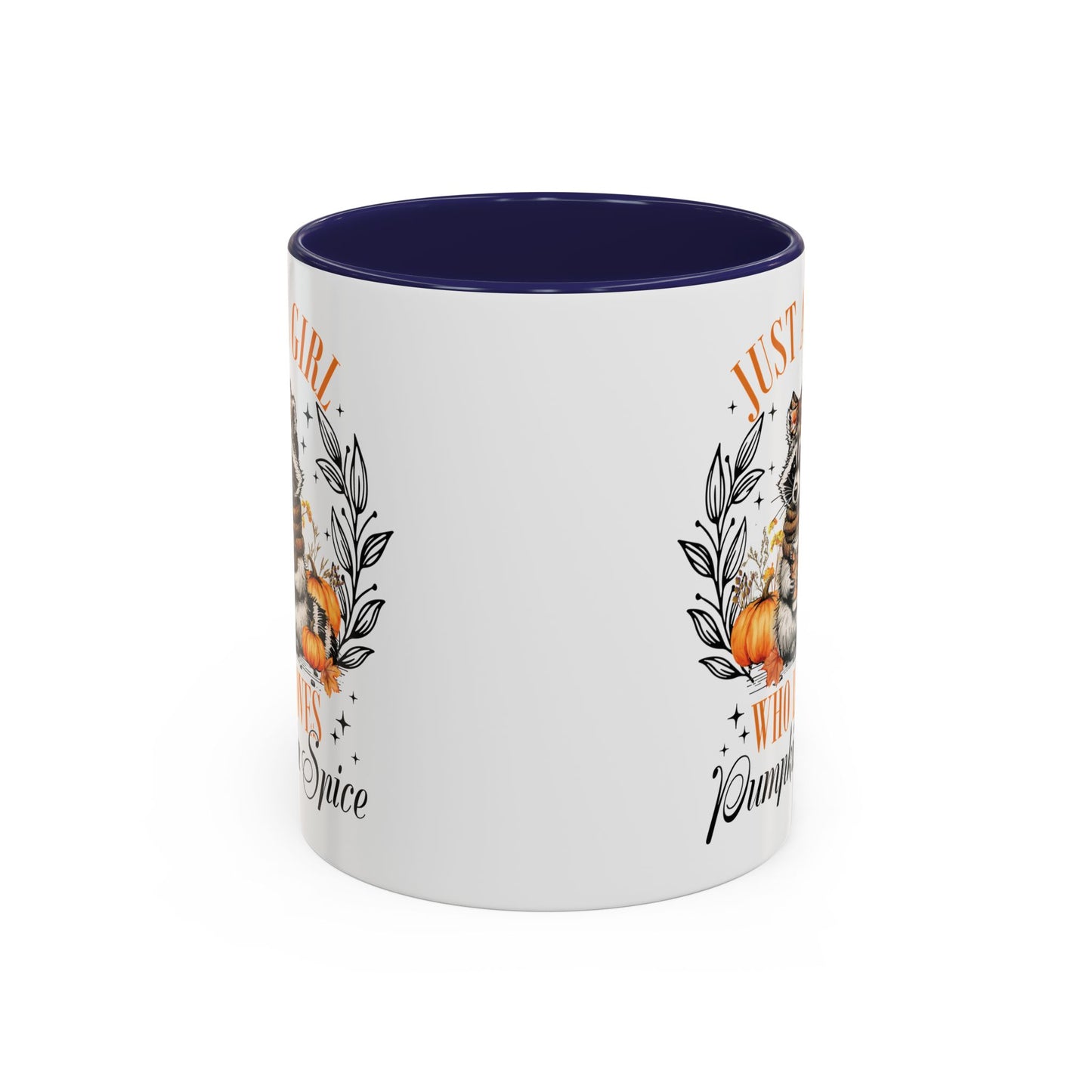 Just a Girl Who Loves Pumpkin Spice Raccoon Mug | 11oz and 15oz Ceramic Coffee Cup | Cute Autumn Design