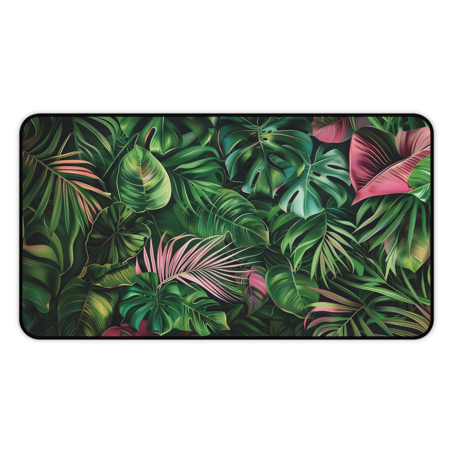 Tropical Paradise Desk Mat | Neoprene Mouse Pad | Jungle Leaves Design | Anti-Slip | 3 Sizes Available