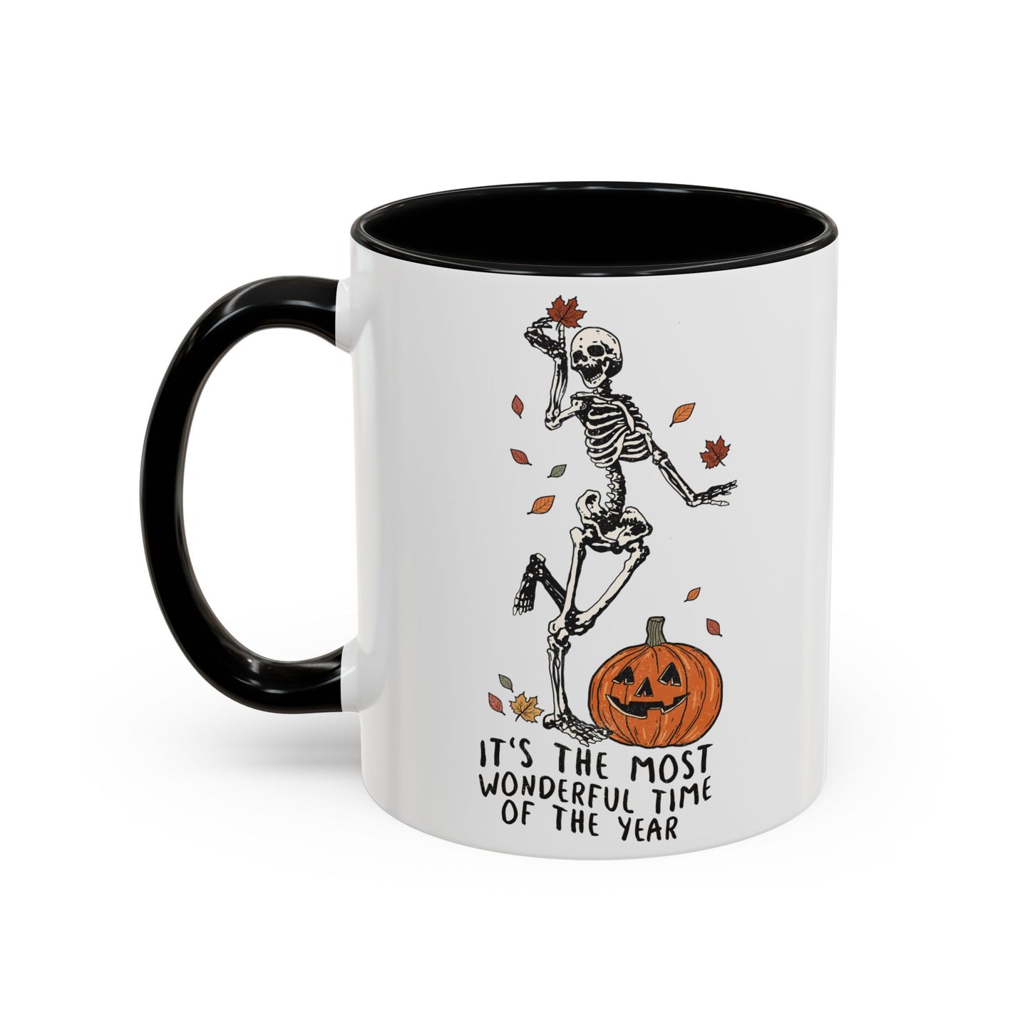 Most Wonderful Time of the Year Skeleton Mug | Funny Halloween Coffee Mug | Jack-o-Lantern Fall Drinkware | Spooky Season Gift