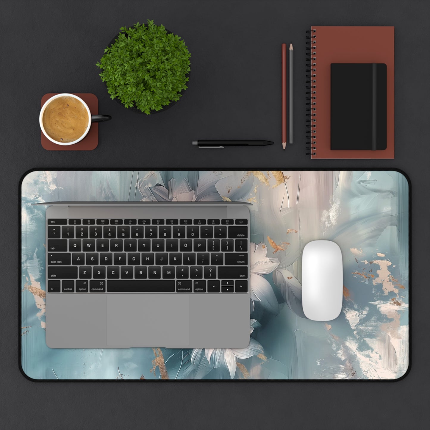 Floral Elegance Desk Mat | Neoprene Mouse Pad | Gaming Desk Mat | Anti-Slip | 3 Sizes Available