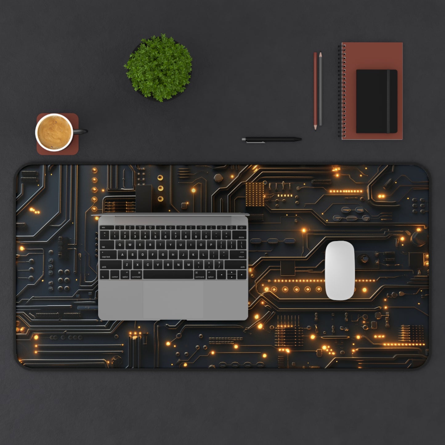 Tech Circuit Board Desk Mat | Neoprene | Anti-Slip | 3 Sizes | Office Decor