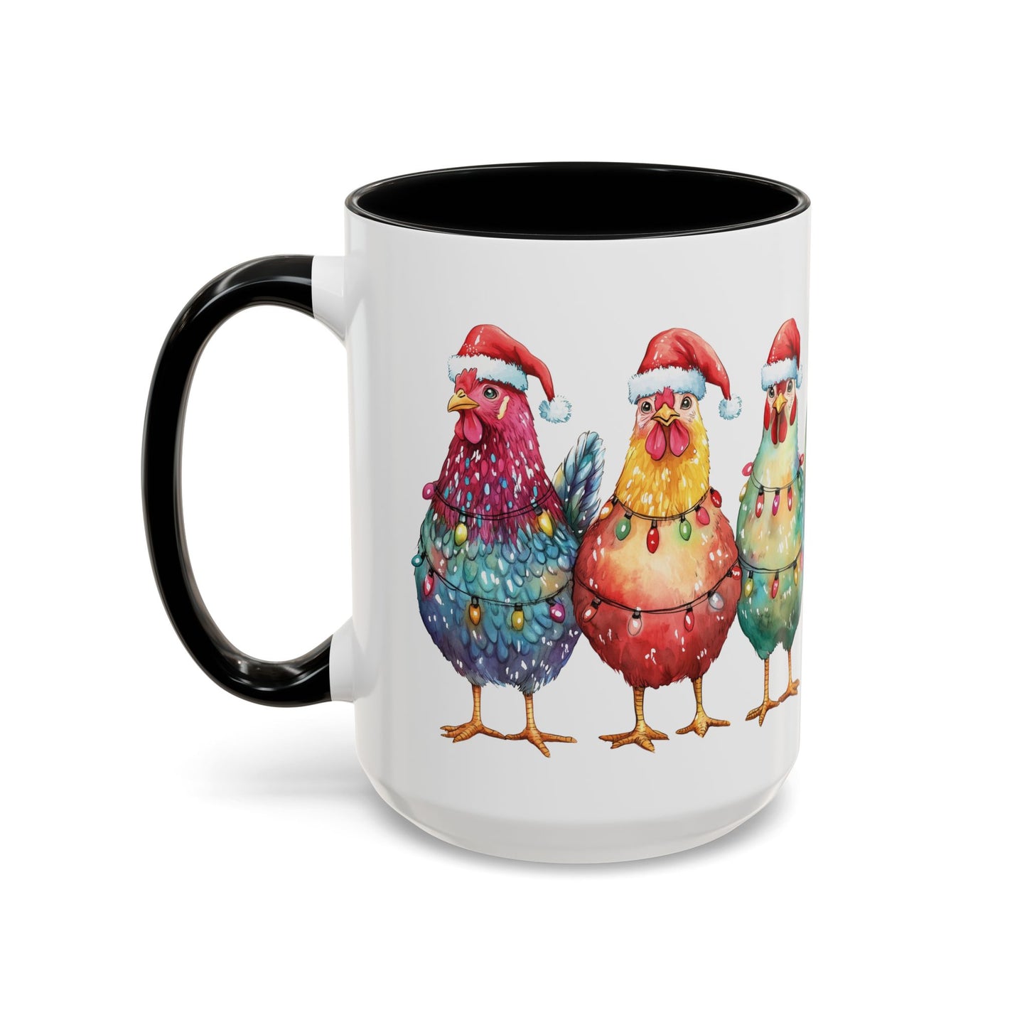 Christmas Chickens Mug - Festive Holiday Chicken Trio Design - Perfect for Farmhouse Christmas Decor