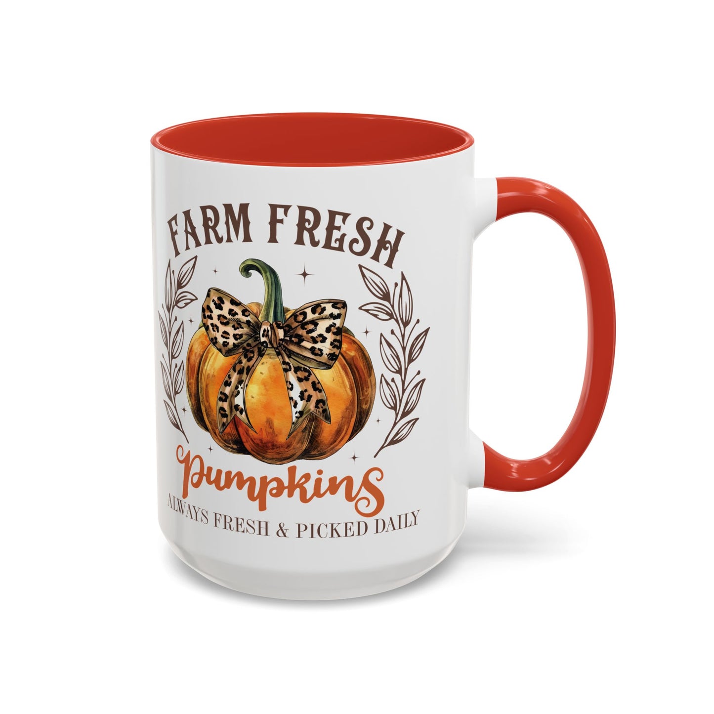 Farm Fresh Pumpkins Fall Mug | 11oz and 15oz Ceramic Coffee Cup | Rustic Autumn Pumpkin Design