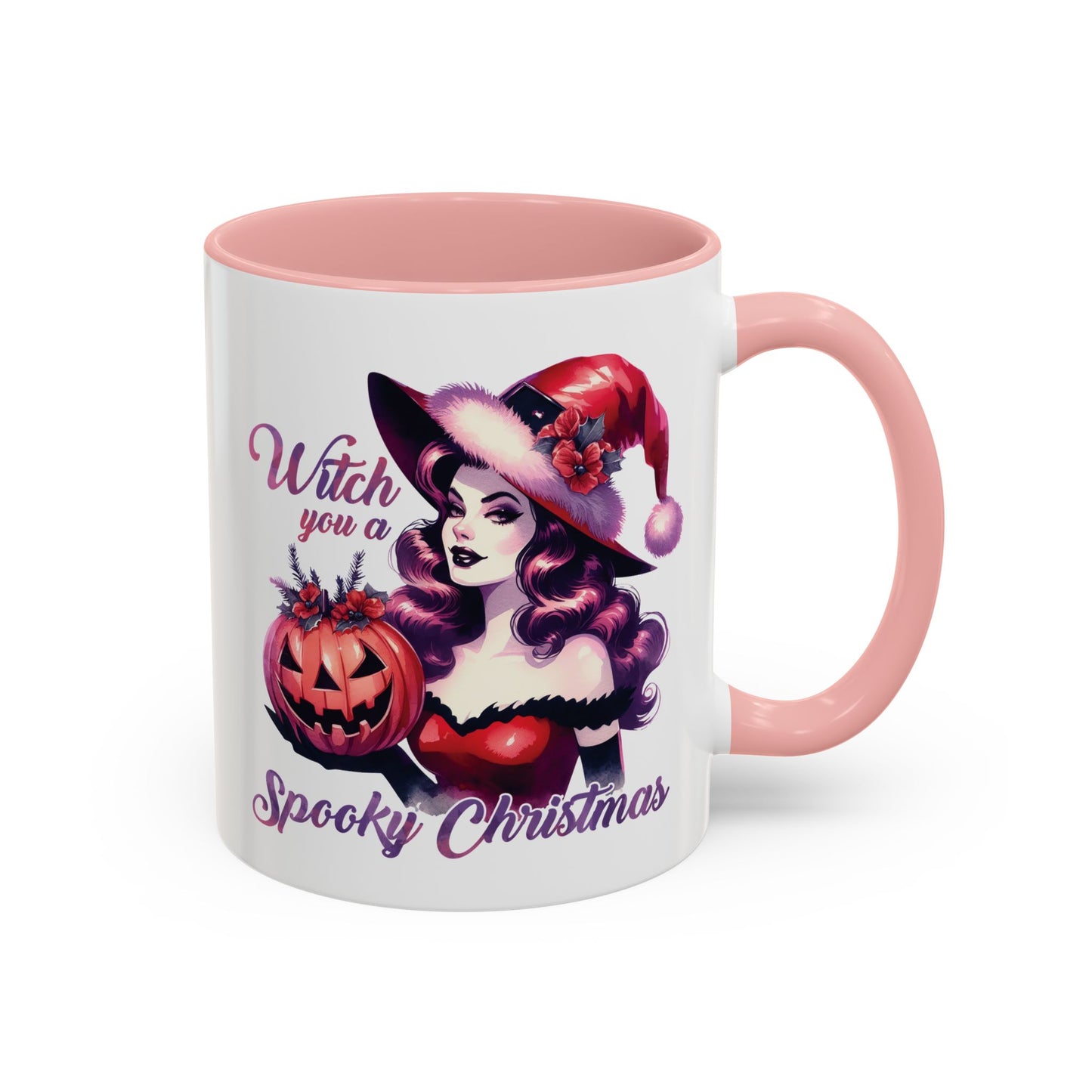 Witch You a Spooky Christmas Mug - Festive Witch and Jack-O'-Lantern Design - Perfect for Halloween and Christmas Lovers