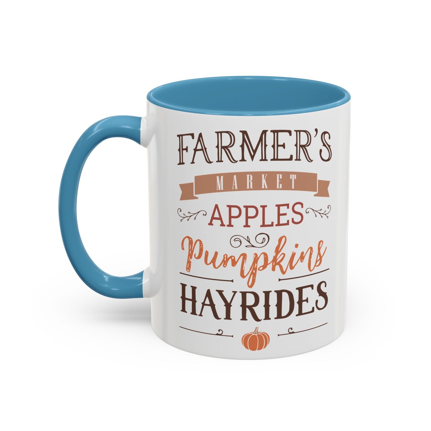 Farmers Market Fall Mug | 11oz and 15oz Ceramic Coffee Cup | Apples, Pumpkins, & Hayrides Autumn Design