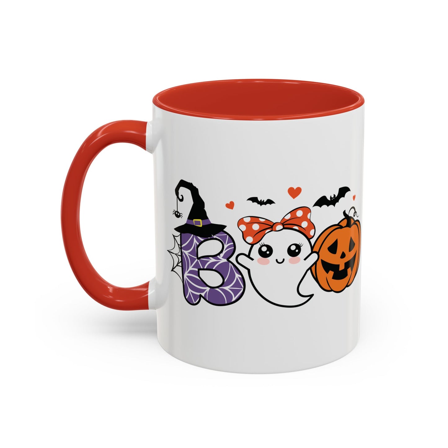 Cute Boo Halloween Mug | 11oz and 15oz Ceramic Coffee Cup | Adorable Ghost, Pumpkin and Witch Hat Design