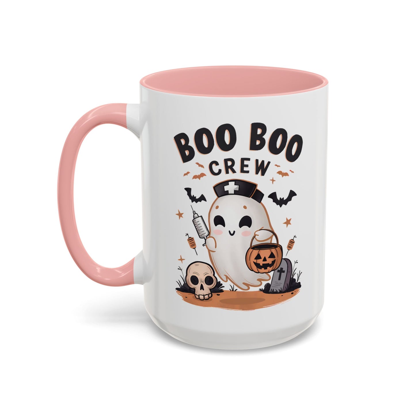 Boo Boo Crew Halloween Mug | Cute Ghost Nurse Design | 11oz and 15oz Ceramic Coffee Cup