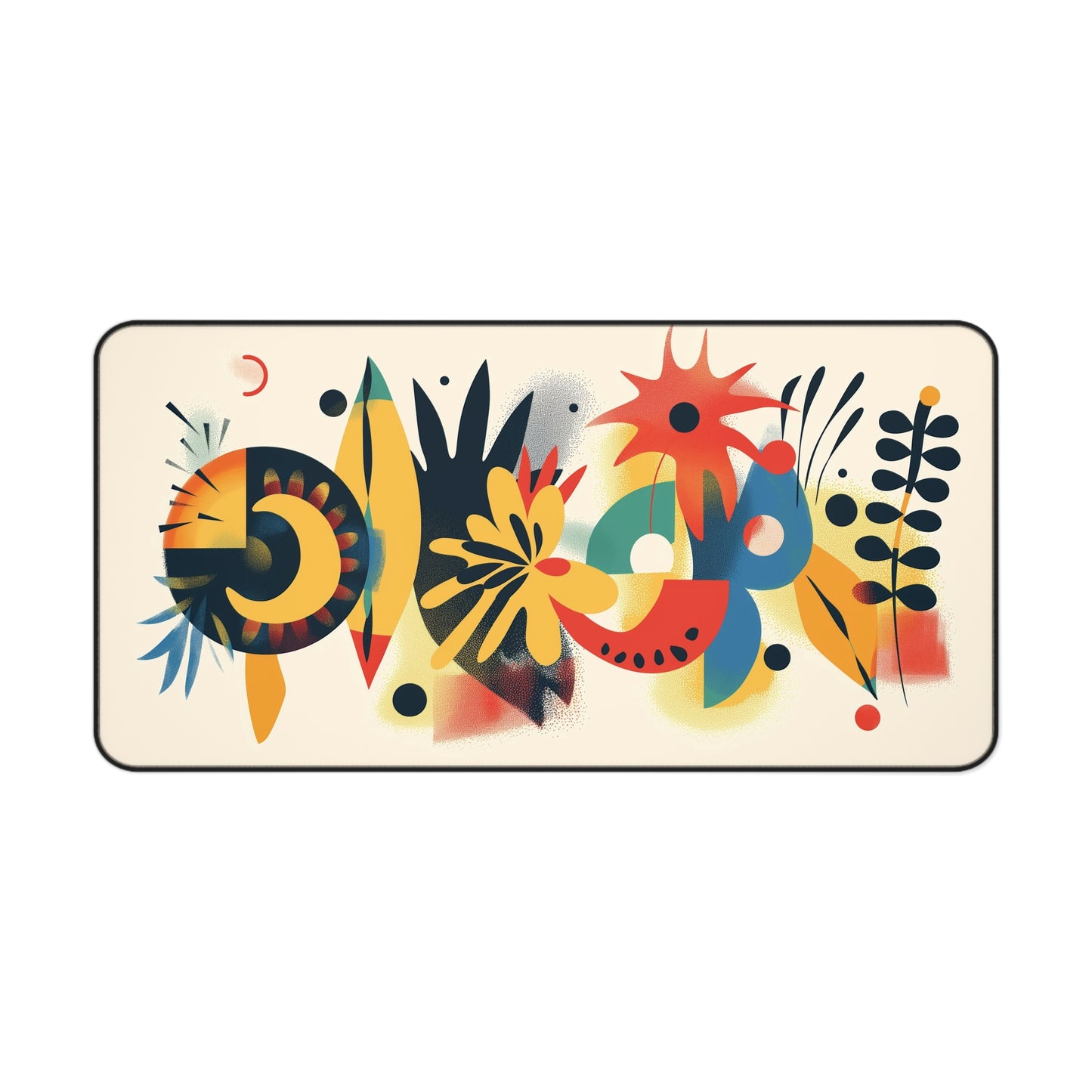 Retro Abstract Art Desk Mat | Colorful Neoprene Mouse Pad | Anti-Slip Office Desk Mat | 3 Sizes Available