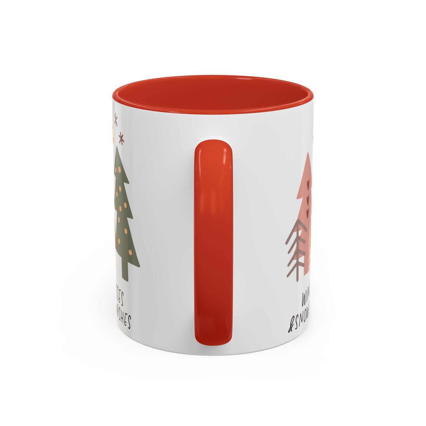 Winter Kisses and Snowflake Wishes Mug | Cozy Christmas Tree Design | Holiday Coffee Mug | Winter Drinkware