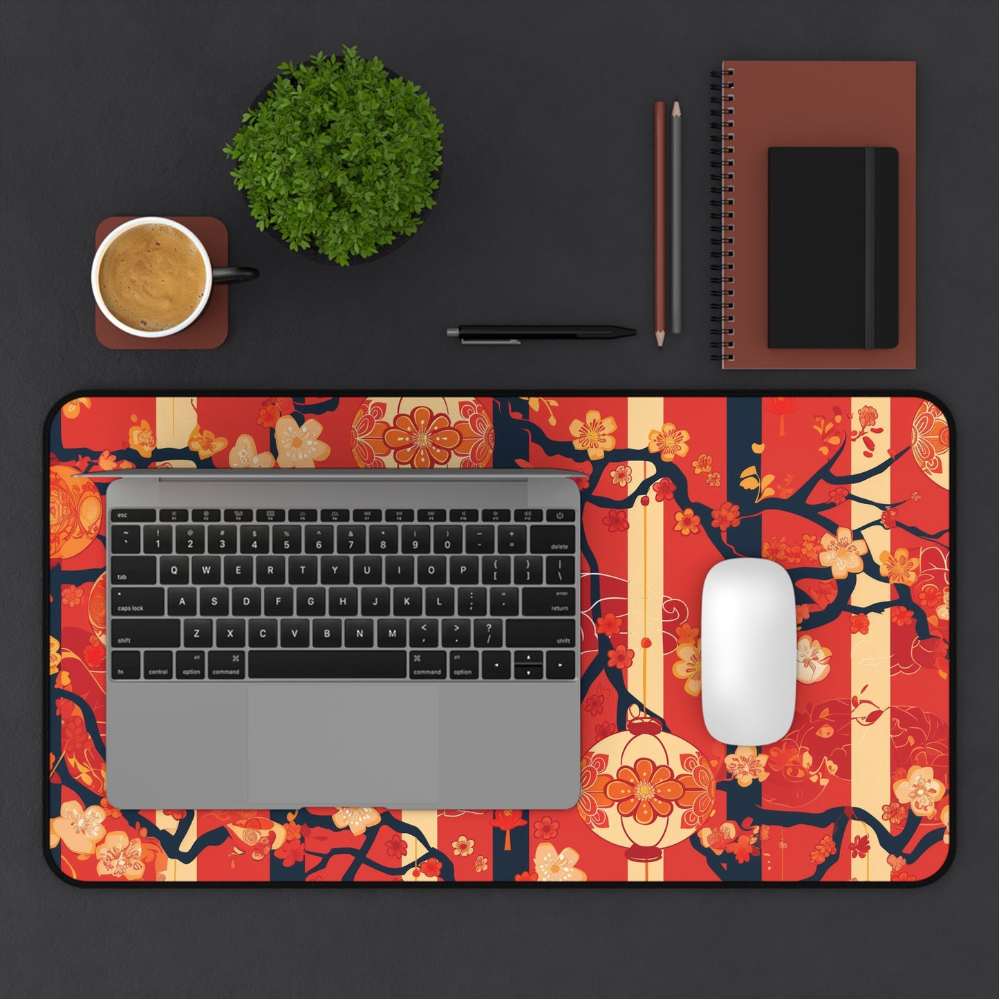 Asian Lantern Floral Mousepad, Gaming Mousepad, Large Mousepad, Keyboard Mouse Mat, Desk Pad for Work Game Home XL 3 Sizes