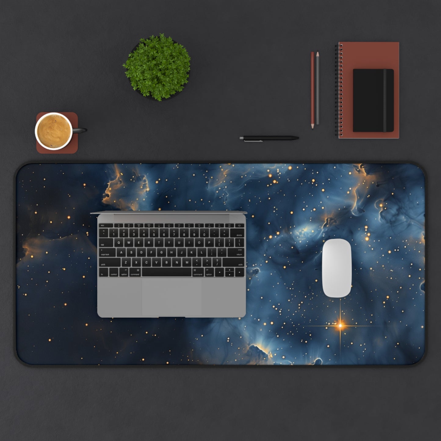 Cosmic Nebula Computer Desk Mat | Deep Space Mouse Pad | Anti-Slip Neoprene Desk Mat for Home Office | 3 Sizes Available