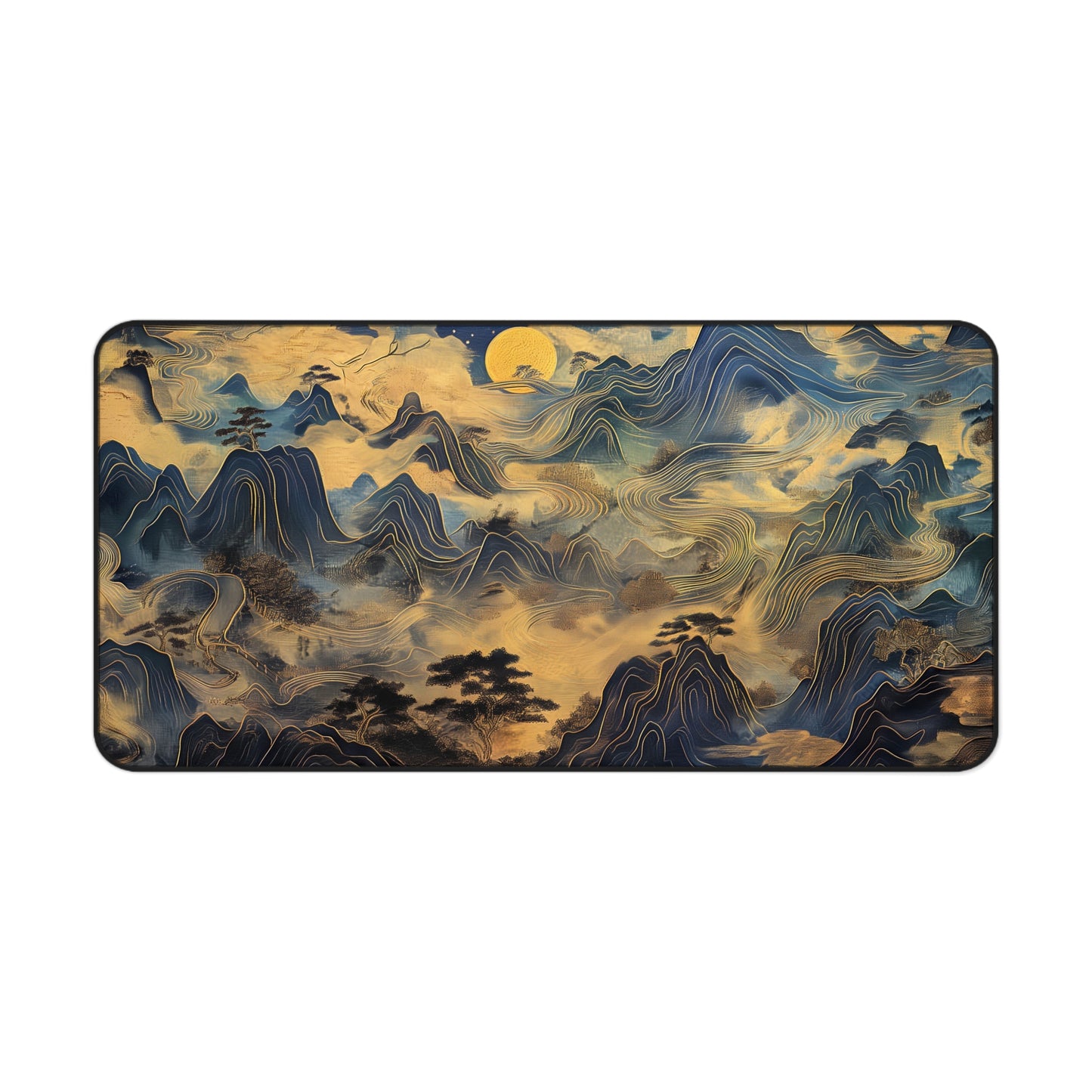 Mystic Mountains Computer Desk Mat | Artistic Landscape Mouse Pad | Anti-Slip Neoprene Desk Mat for Home Office | 3 Sizes Available