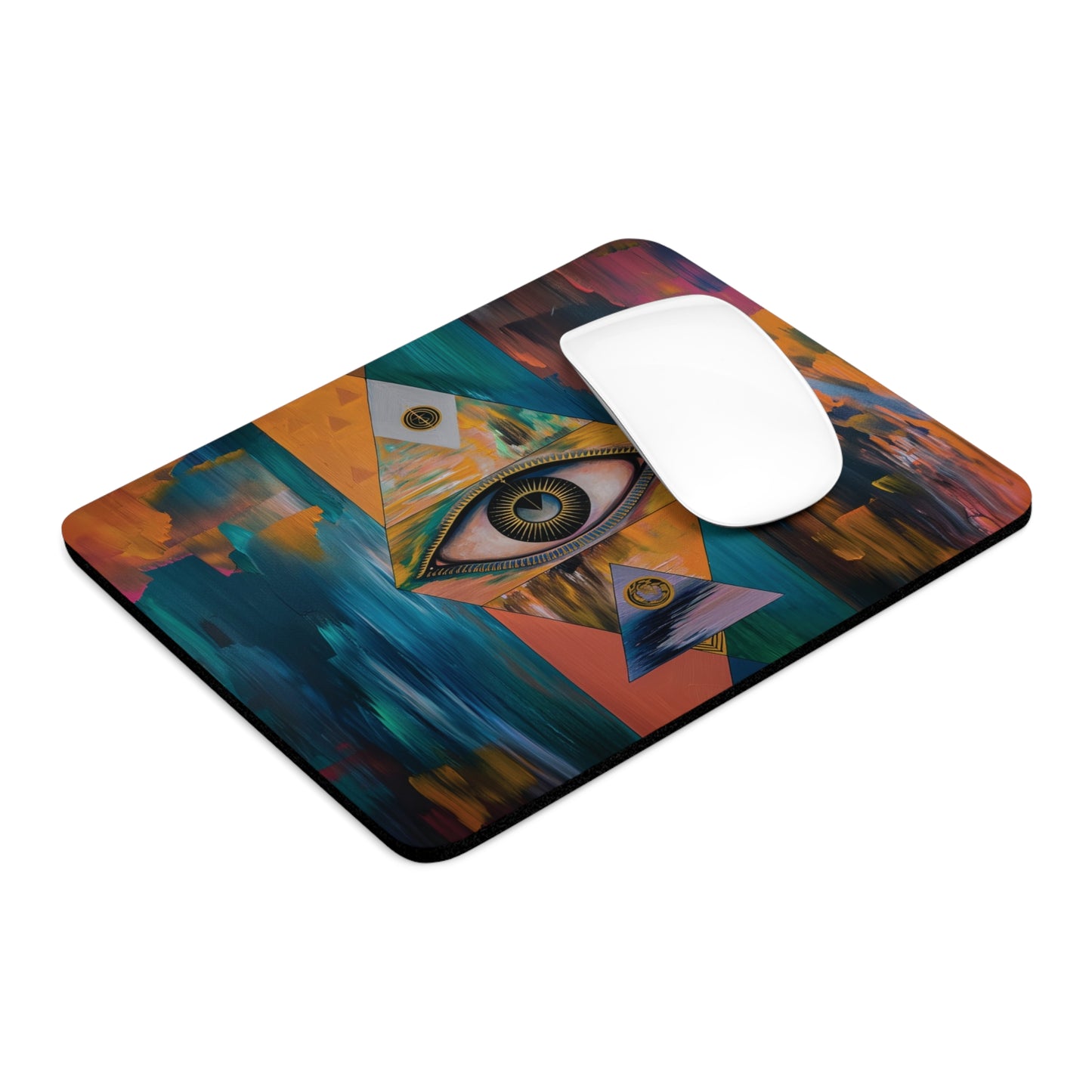 Abstract Eye Design Personalized Mouse Pad - Custom Round or Rectangle Neoprene Mousepad with Non-Slip Rubber Bottom