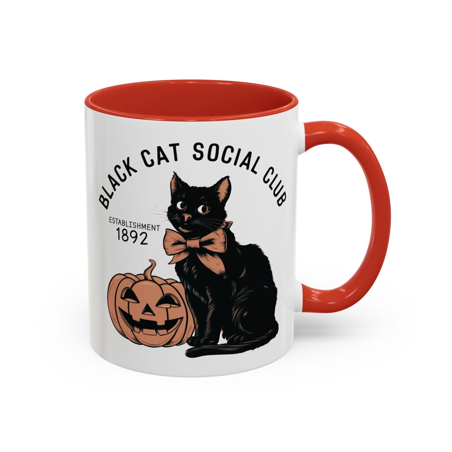 Black Cat Social Club Mug | Halloween Cat and Pumpkin Design | Spooky Coffee Mug | Fall Drinkware Gift