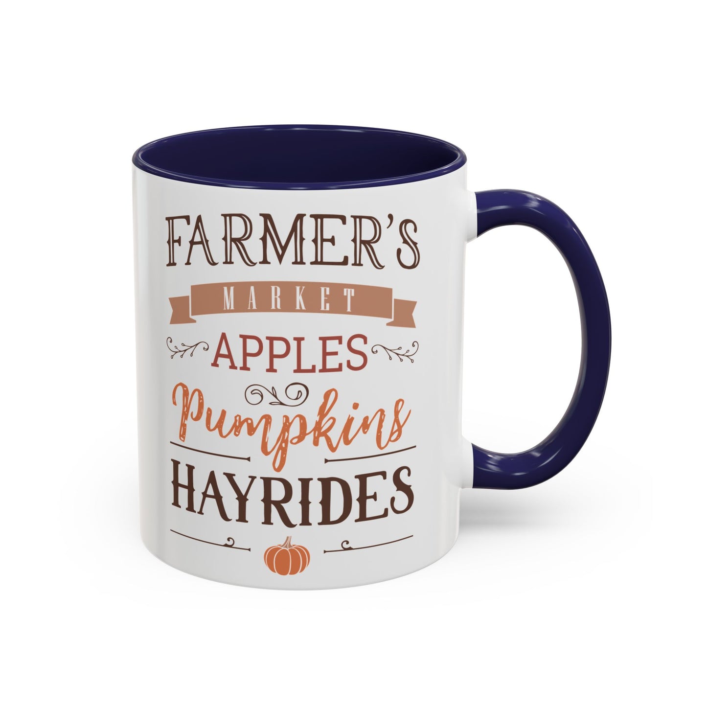 Farmers Market Fall Mug | 11oz and 15oz Ceramic Coffee Cup | Apples, Pumpkins, & Hayrides Autumn Design