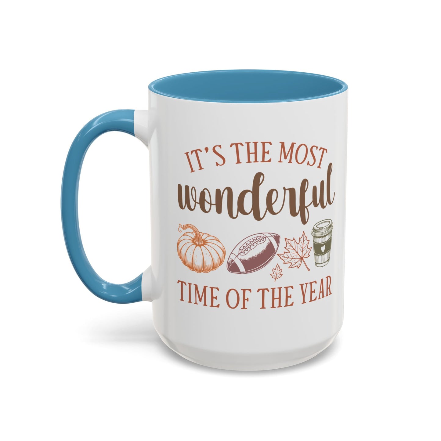 Most Wonderful Time of the Year Fall Mug | 11oz and 15oz Ceramic Coffee Cup | Autumn, Football & Pumpkin Design