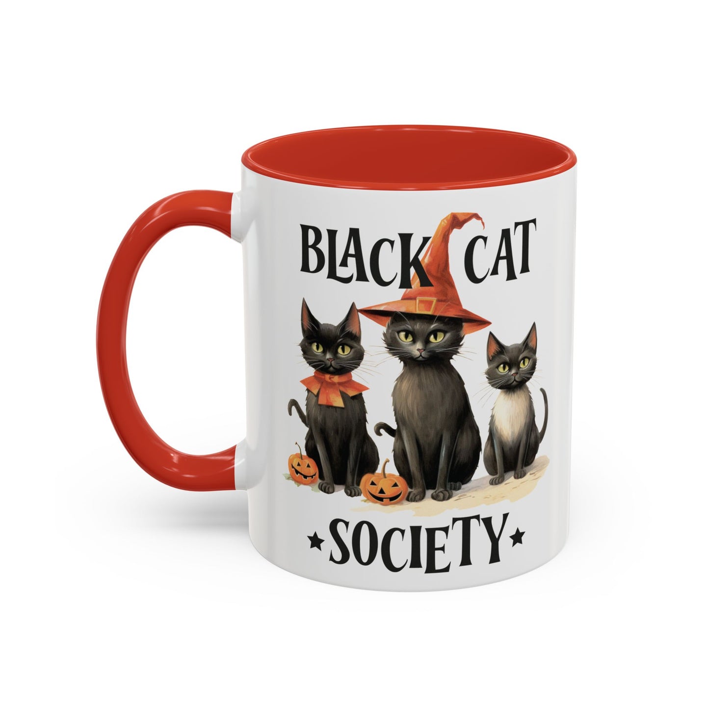 Black Cat Society Halloween Mug | Cute Black Cat Coffee Mug | Halloween Fall Drinkware | Witchy Cat Design