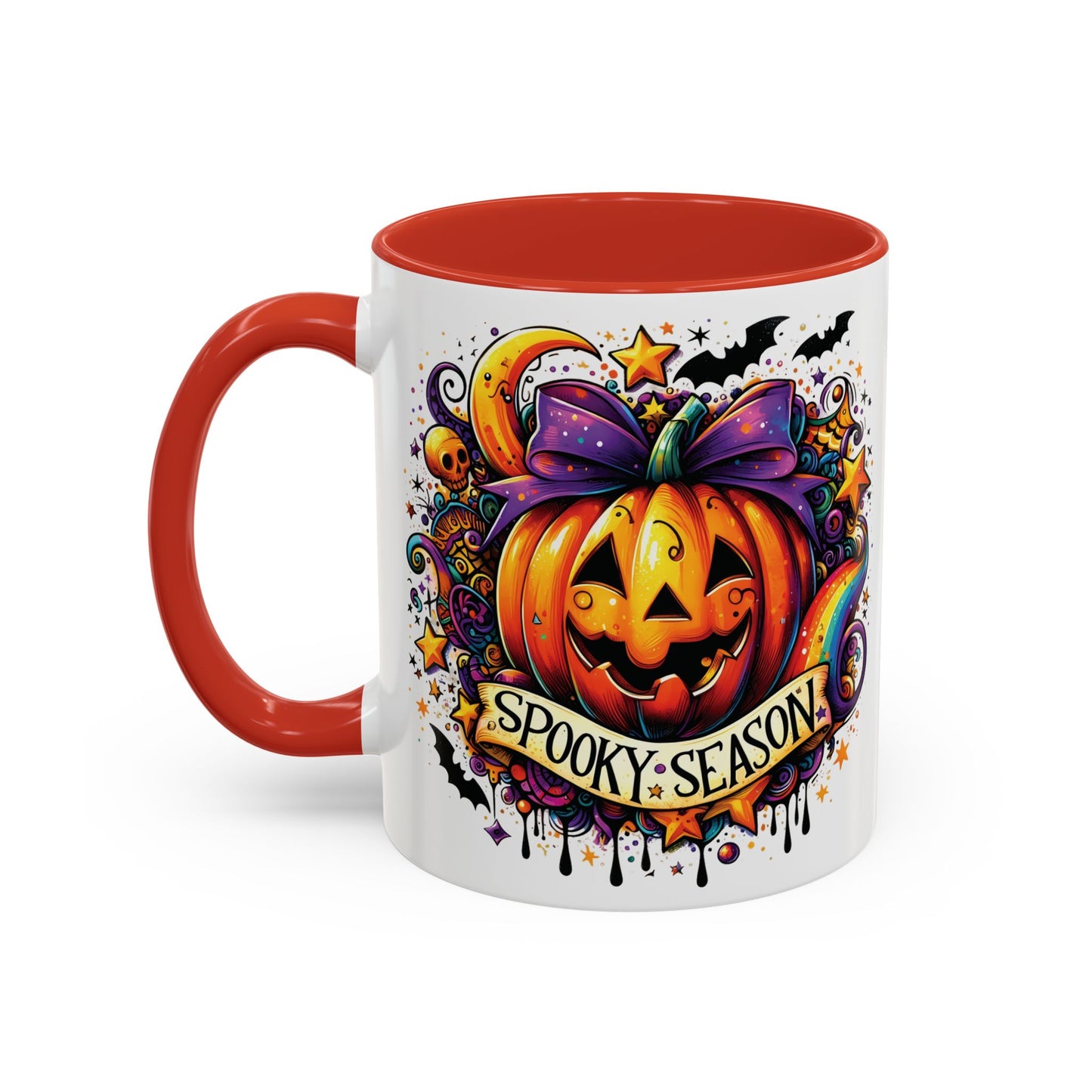 Spooky Season Halloween Mug | Colorful Pumpkin Design | 11oz and 15oz Ceramic Coffee Cup