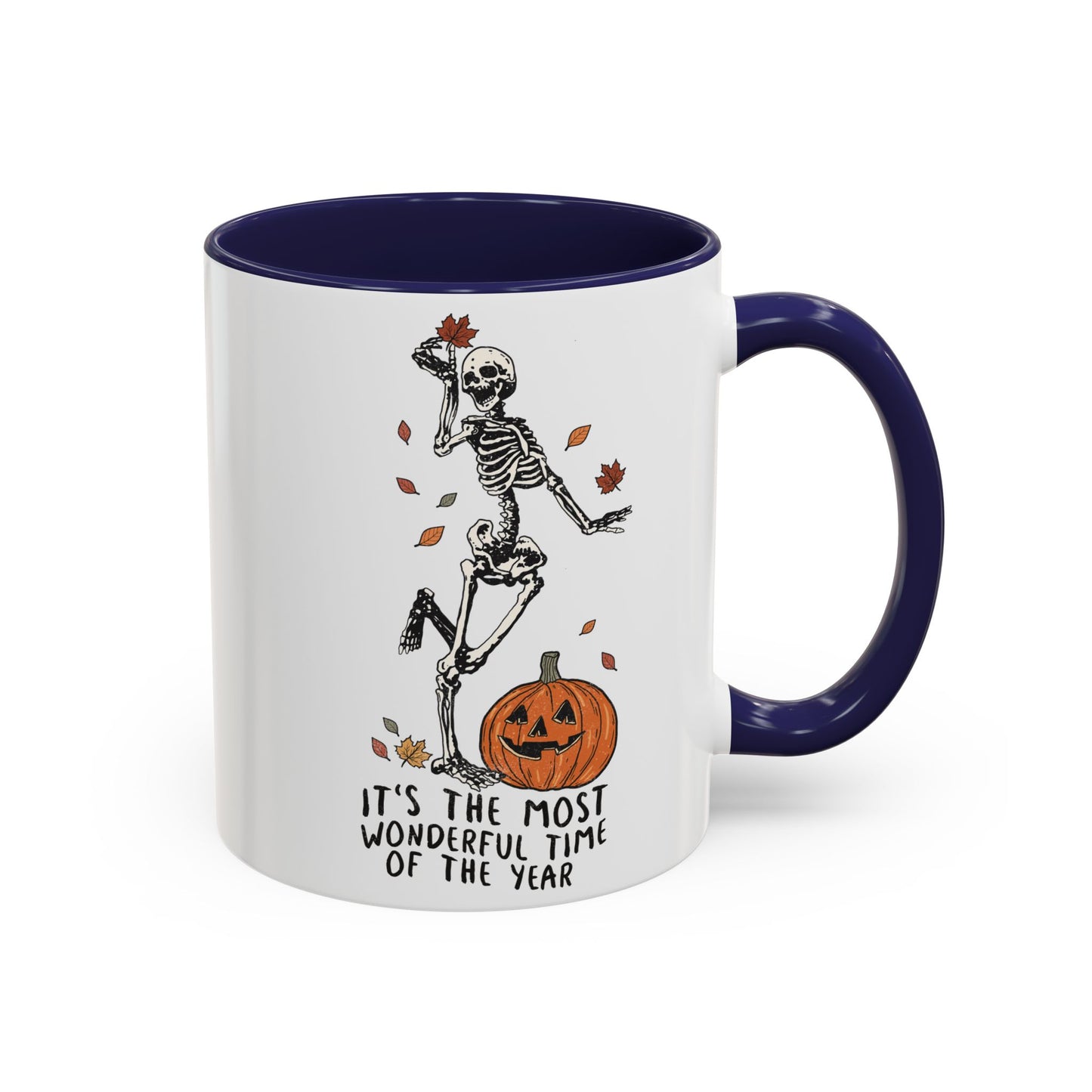 Most Wonderful Time of the Year Skeleton Mug | Funny Halloween Coffee Mug | Jack-o-Lantern Fall Drinkware | Spooky Season Gift