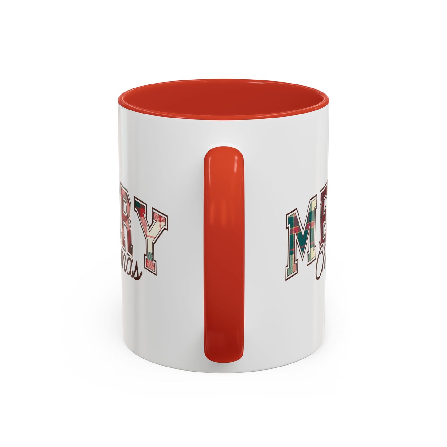 Merry Christmas Mug | Plaid Holiday Text Design | Festive Coffee Cup