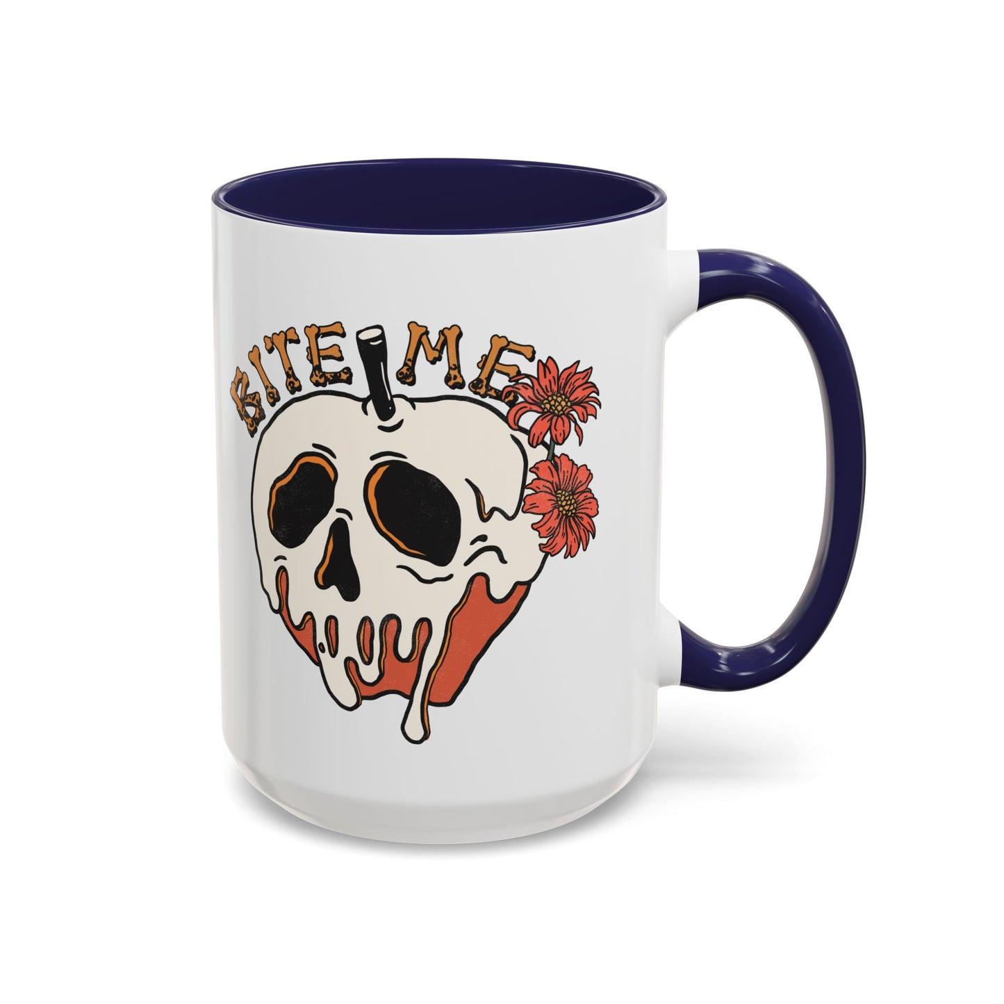 Bite Me Halloween Mug | Poison Apple Skull Design | Spooky Coffee Mug | Fall Drinkware | Gothic Gift Idea