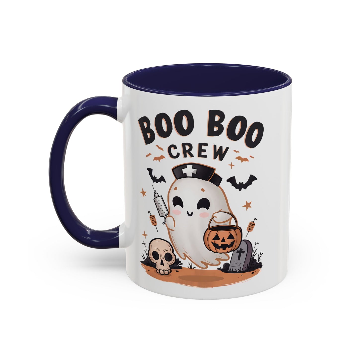 Boo Boo Crew Halloween Mug | Cute Ghost Nurse Design | 11oz and 15oz Ceramic Coffee Cup