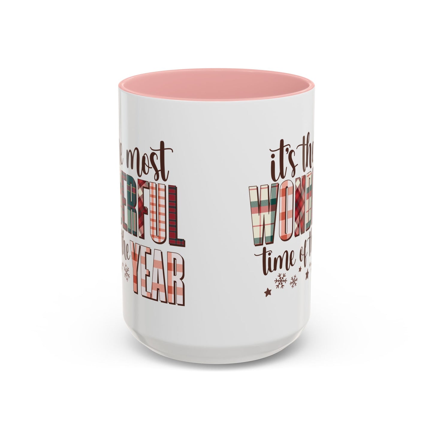 It's the Most Wonderful Time of the Year Christmas Mug | Plaid Text Holiday Design | Festive Winter Coffee Mug