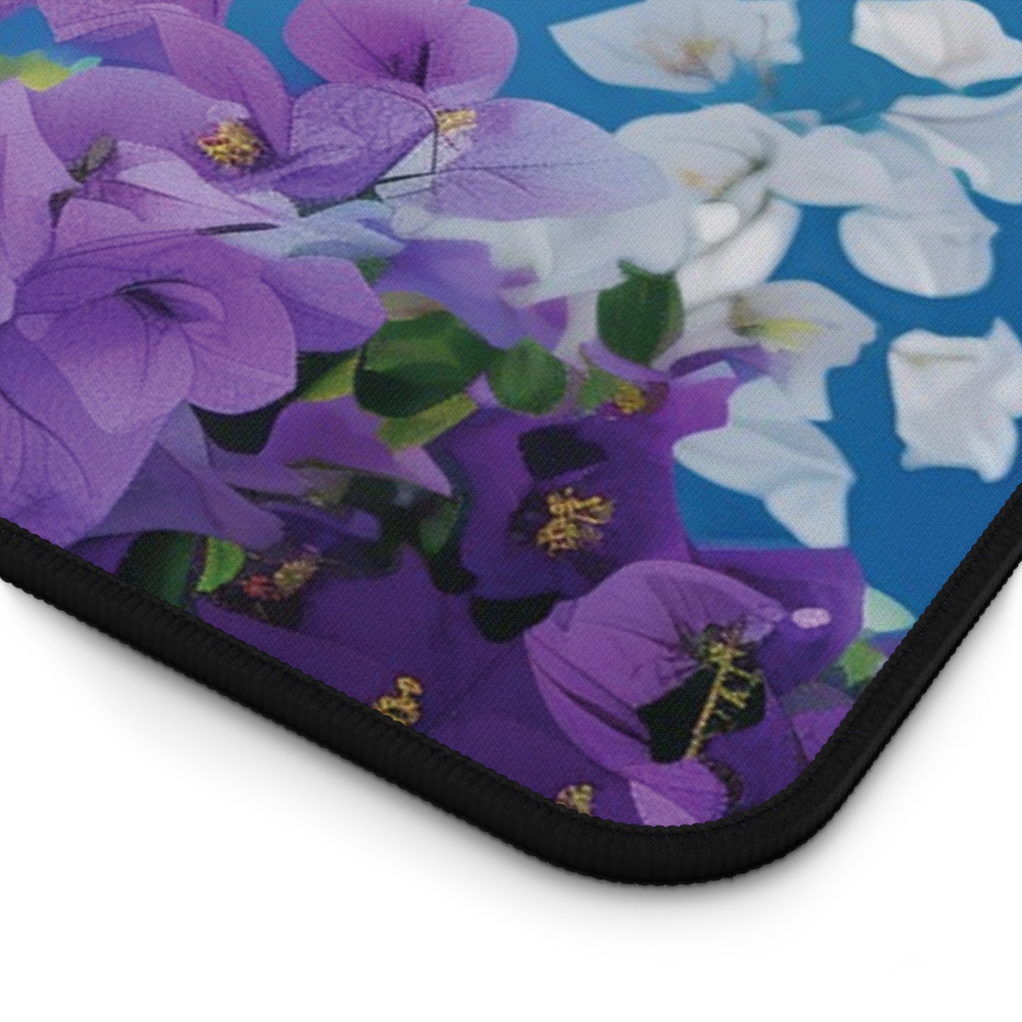 Floral Bliss Desk Mat | Wisteria & Blue Sky Design | Neoprene | Anti-Slip | 3 Sizes | Office Decor