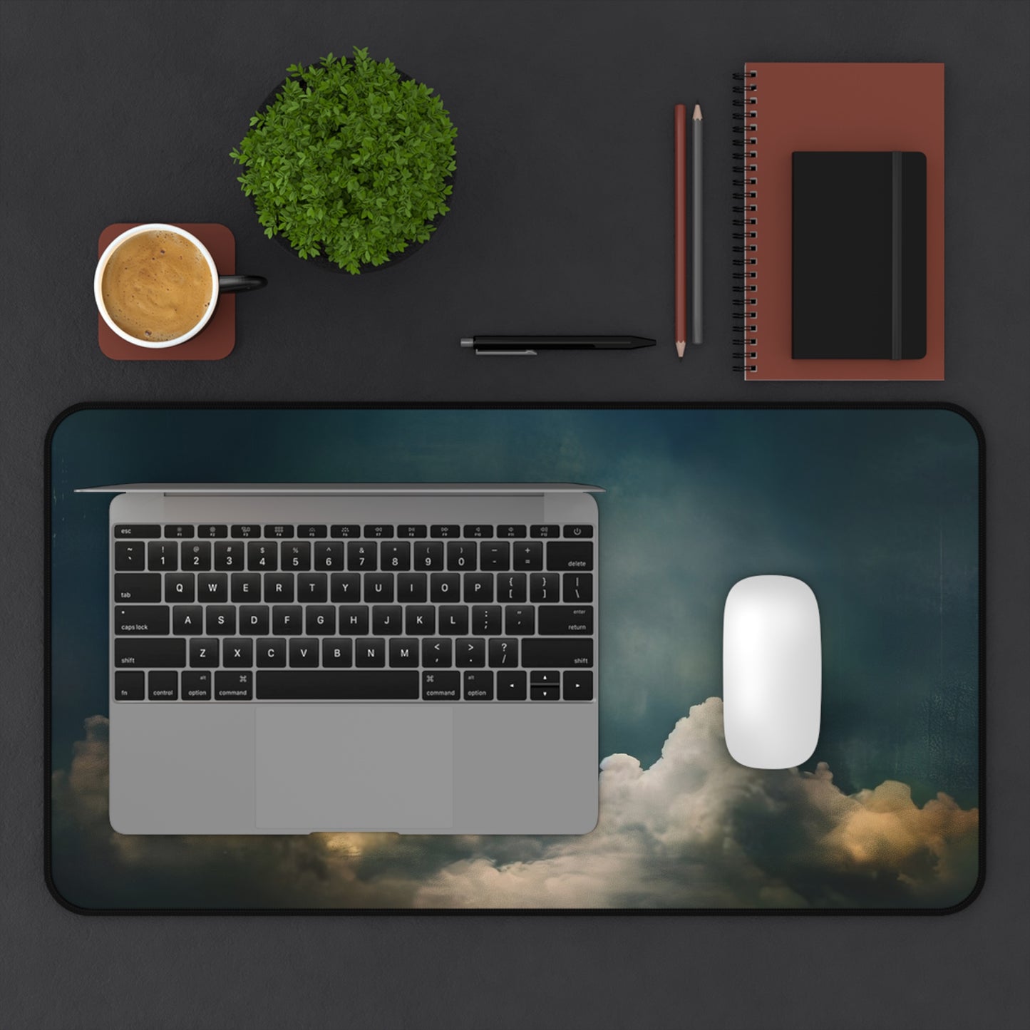 Serene Clouds Computer Desk Mat | Tranquil Sky Mouse Pad | Anti-Slip Neoprene Desk Mat for Home Office | 3 Sizes Available