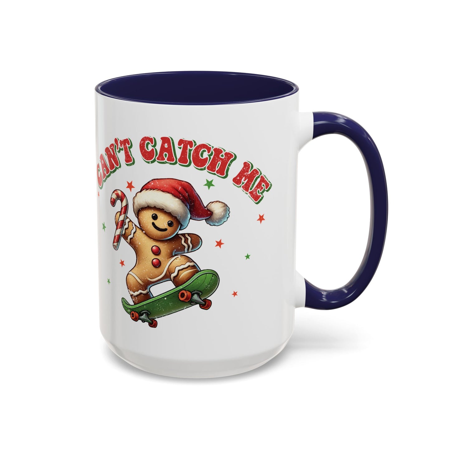 Can't Catch Me Gingerbread Mug - Fun Holiday Skateboarding Gingerbread Design - Perfect for Christmas Cheer