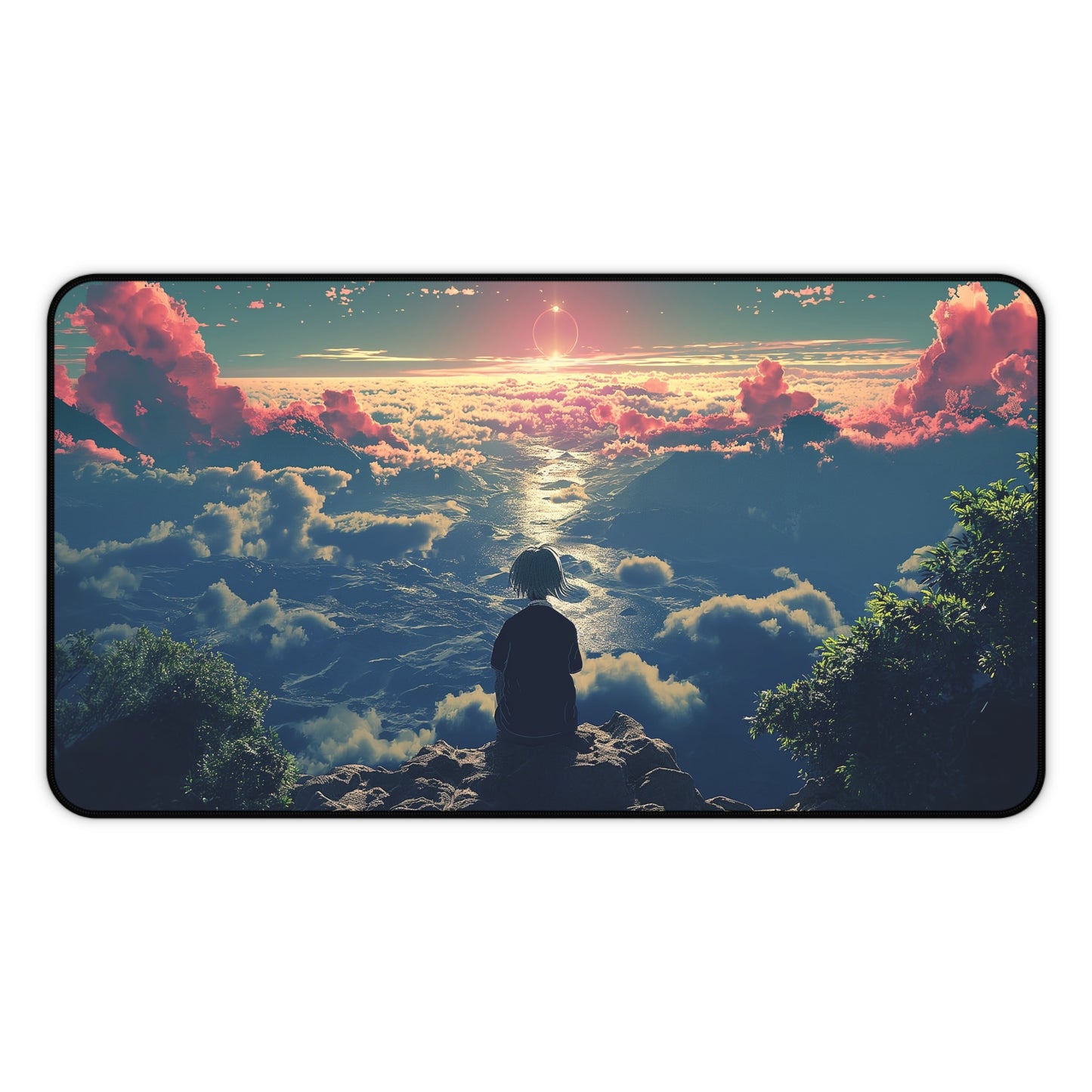 Serene Sunset Computer Desk Mat | Customizable Scenic Mouse Pad | Anti-Slip Neoprene Desk Mat for Home Office | 3 Sizes Available