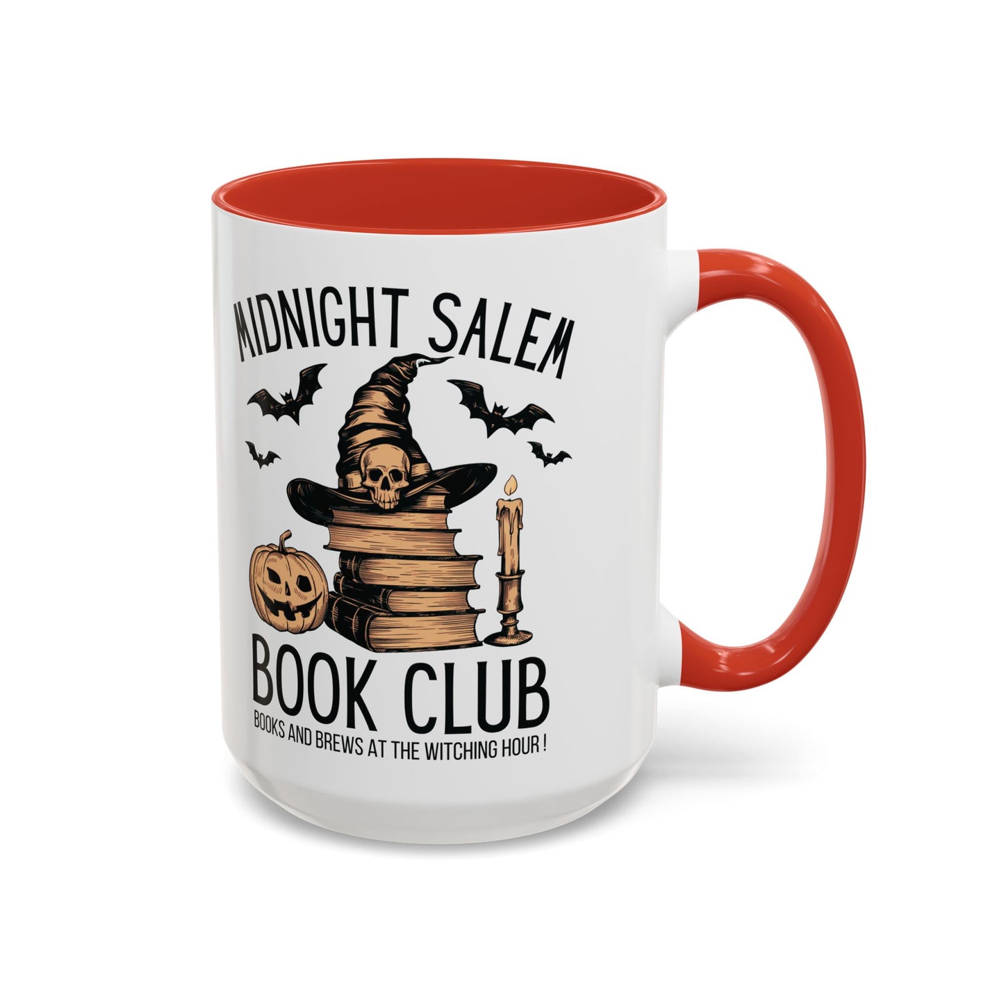 Midnight Salem Book Club Mug | Witchy Skull and Book Design | Halloween Coffee Mug | Spooky Fall Drinkware