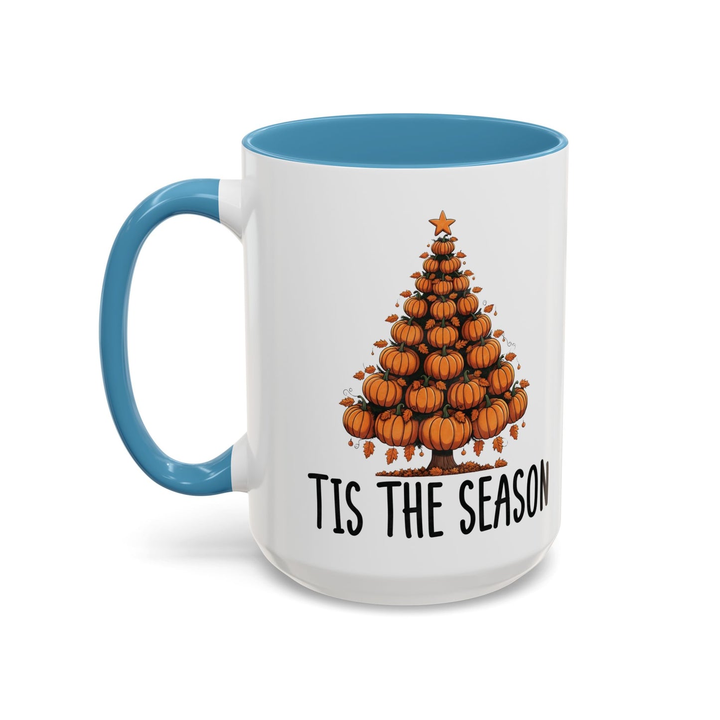 Tis the Season Pumpkin Tree Mug | 11oz and 15oz Ceramic Coffee Cup | Festive Fall & Holiday Design