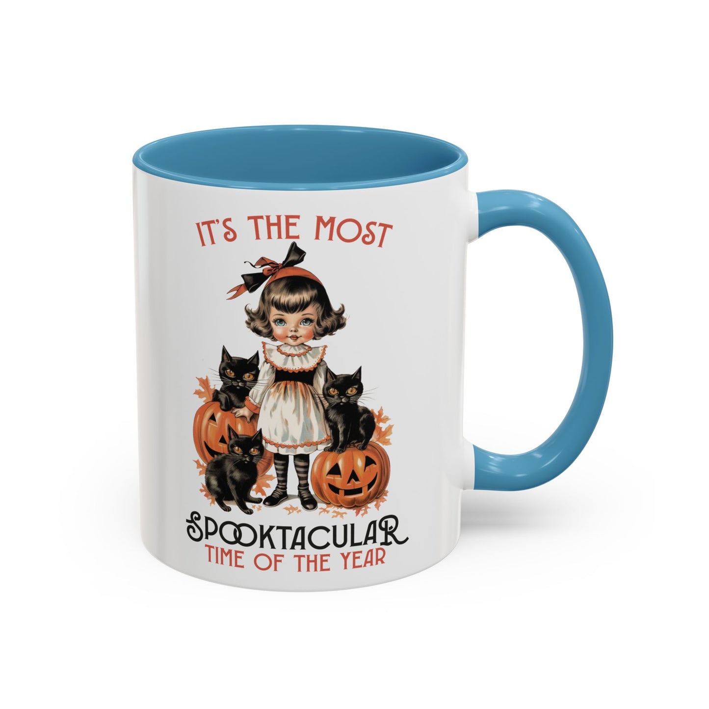 Spooktacular Time of the Year Halloween Mug | Vintage Black Cat and Doll Design | Halloween Coffee Mug | Fall Drinkware