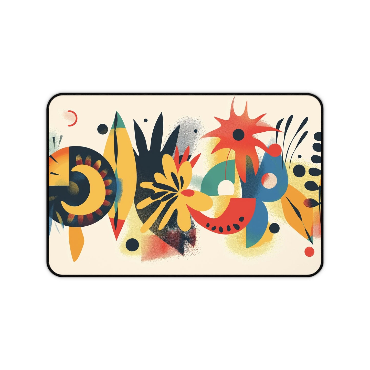 Retro Abstract Art Desk Mat | Colorful Neoprene Mouse Pad | Anti-Slip Office Desk Mat | 3 Sizes Available