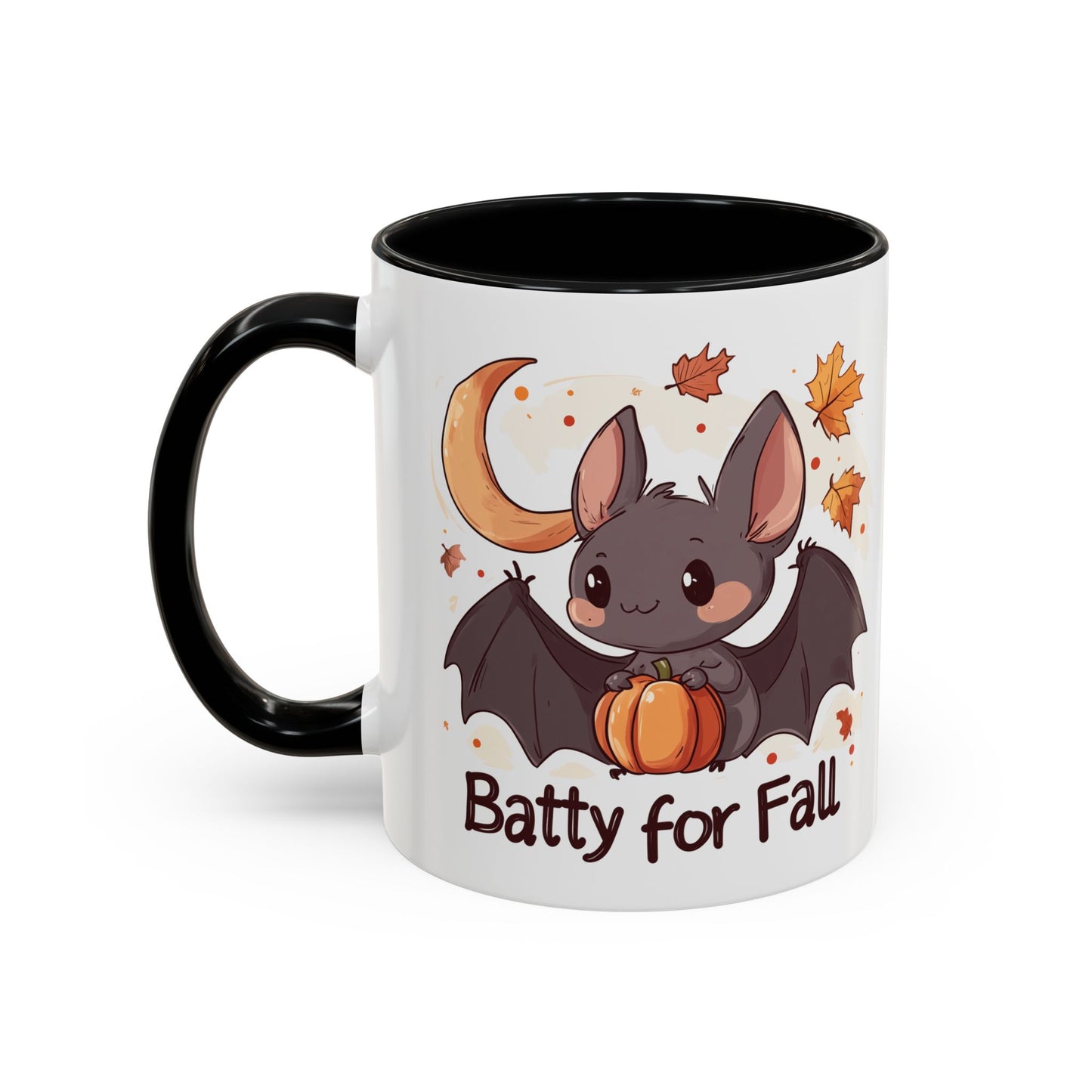 Batty for Fall Ceramic Mug - Adorable Bat and Pumpkin Design - Perfect for Halloween and Autumn Lovers