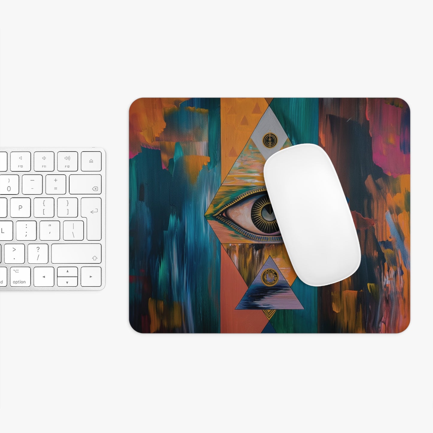 Abstract Eye Design Personalized Mouse Pad - Custom Round or Rectangle Neoprene Mousepad with Non-Slip Rubber Bottom