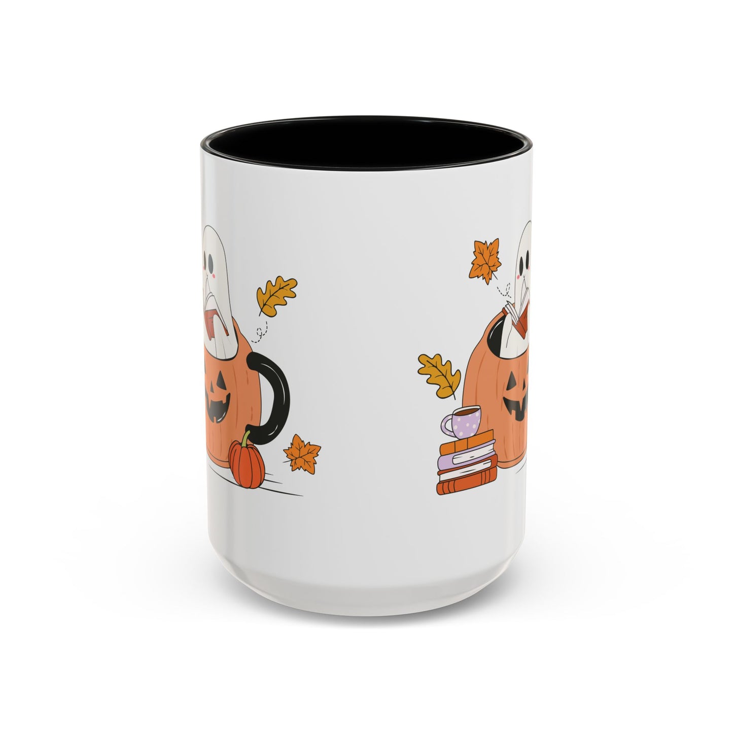 Cozy Ghost in Pumpkin Mug | 11oz and 15oz Ceramic Coffee Cup | Cute Autumn & Halloween Design