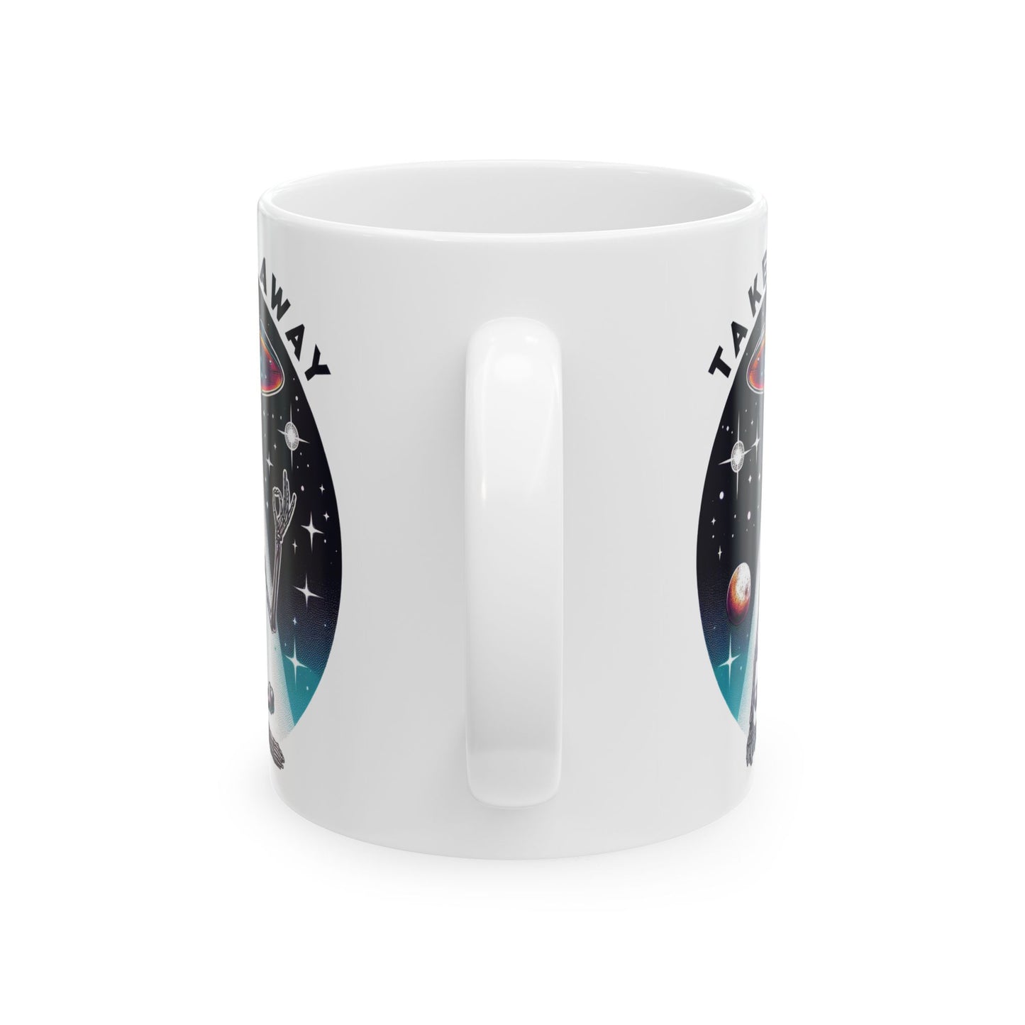 Take Me Away Skeleton UFO Mug | Alien Abduction Coffee Cup | Cosmic Relaxation Gift