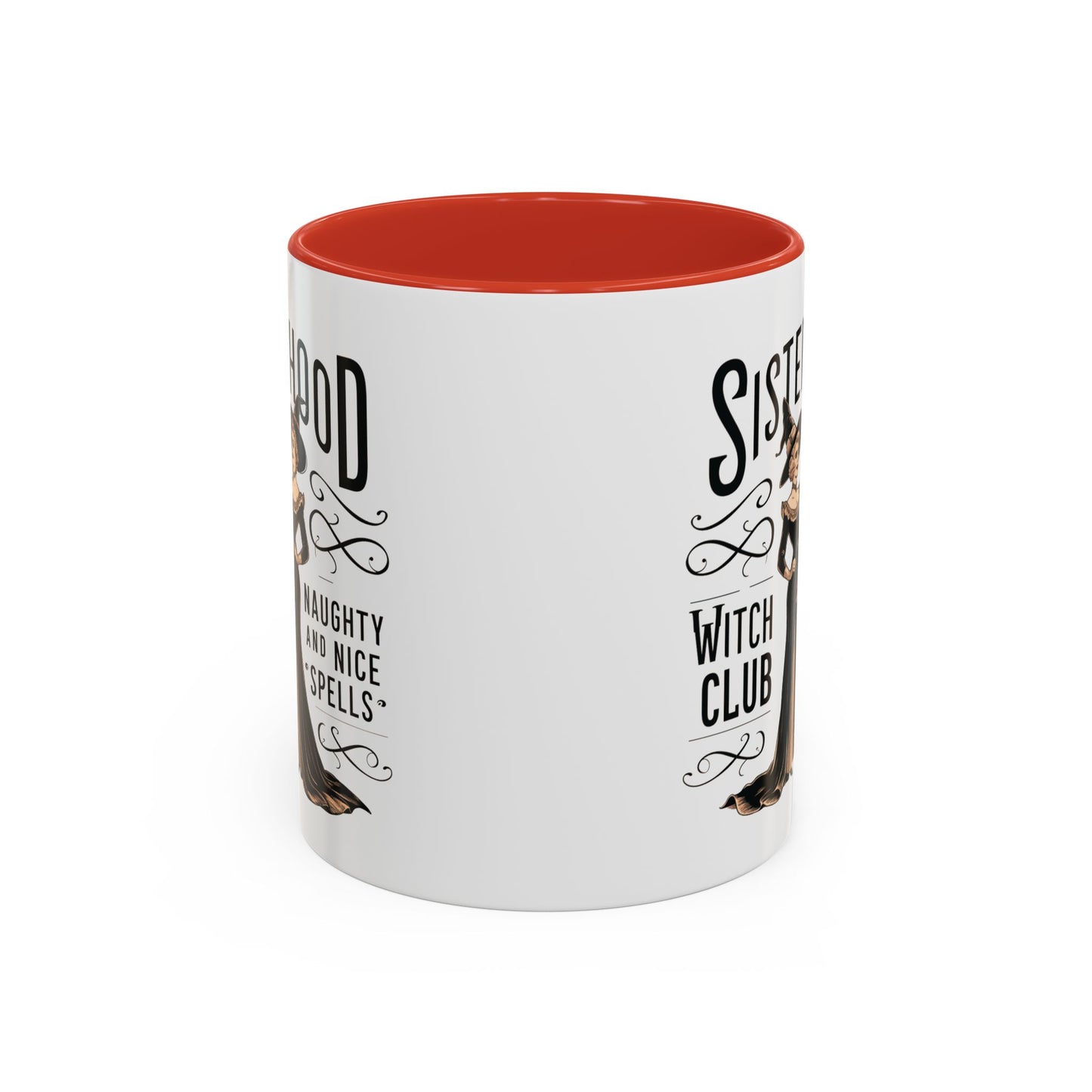 Sisterhood Witch Club Mug | Vintage Witch Design | Halloween Coffee Mug | Naughty & Nice Spells | Witchy Drinkware