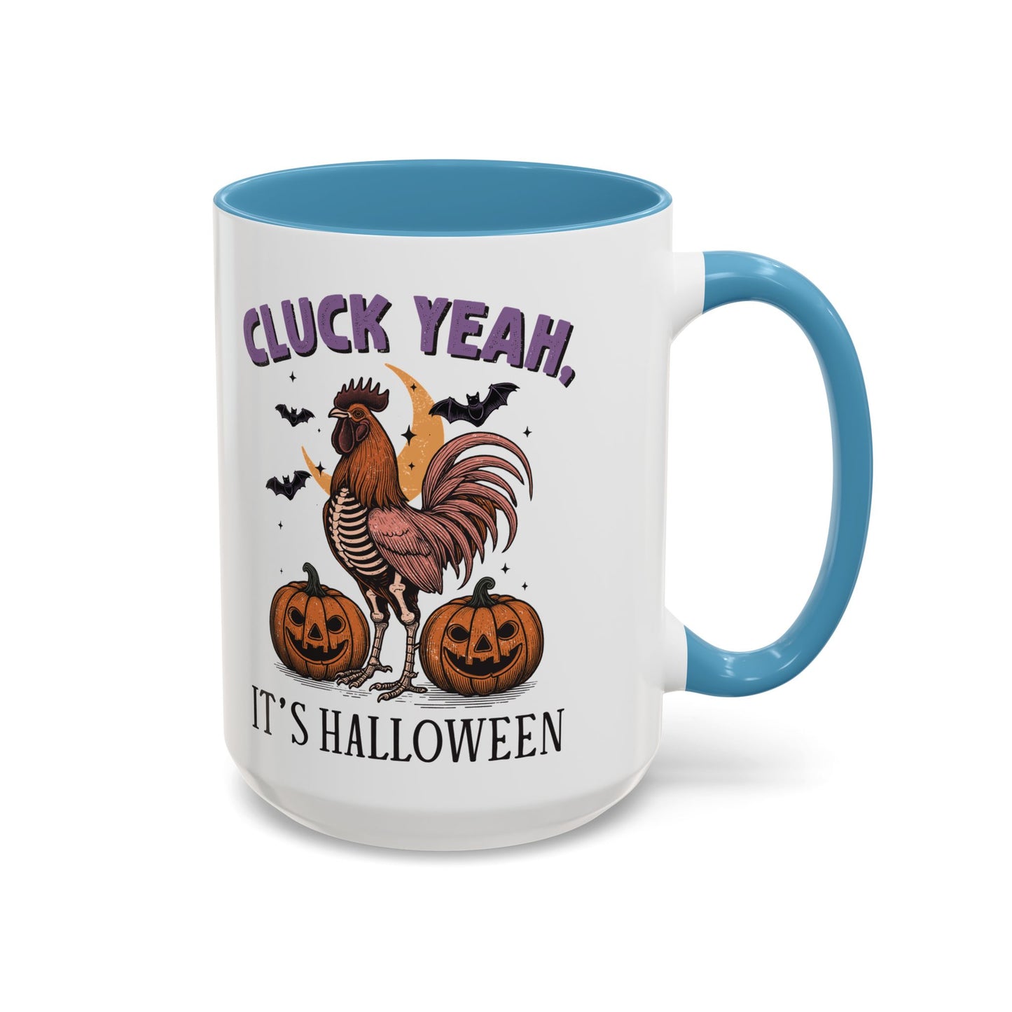 Cluck Yeah, It's Halloween Mug | Funny Rooster Halloween Coffee Cup | Spooky Chicken Design