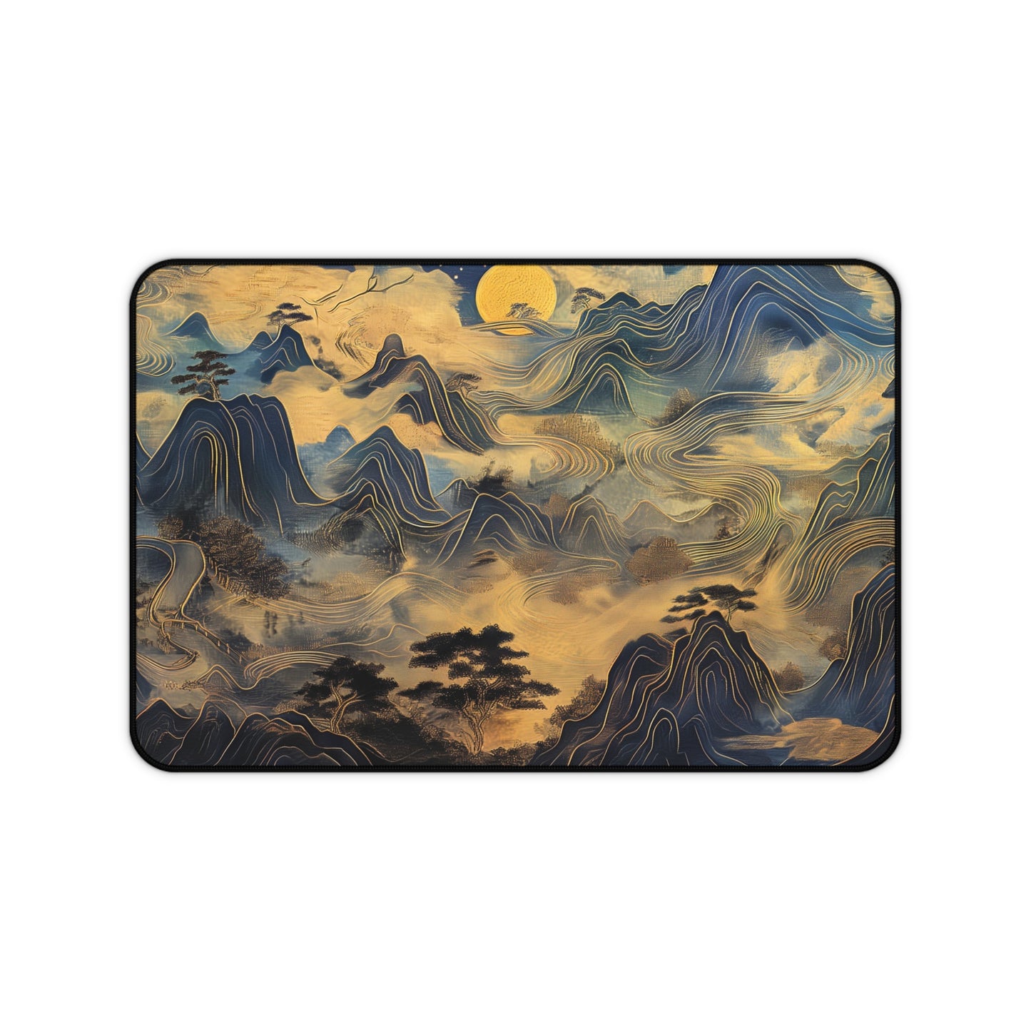 Mystic Mountains Computer Desk Mat | Artistic Landscape Mouse Pad | Anti-Slip Neoprene Desk Mat for Home Office | 3 Sizes Available