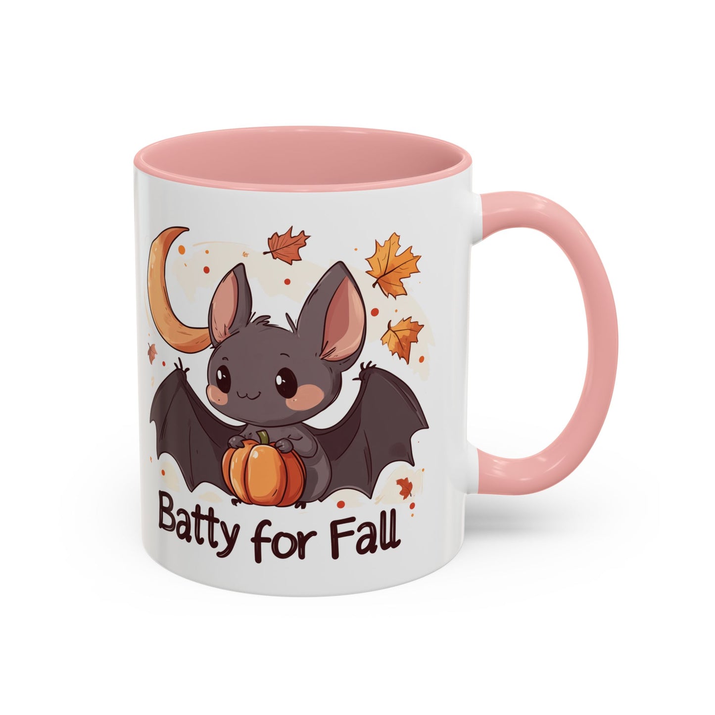 Batty for Fall Ceramic Mug - Adorable Bat and Pumpkin Design - Perfect for Halloween and Autumn Lovers