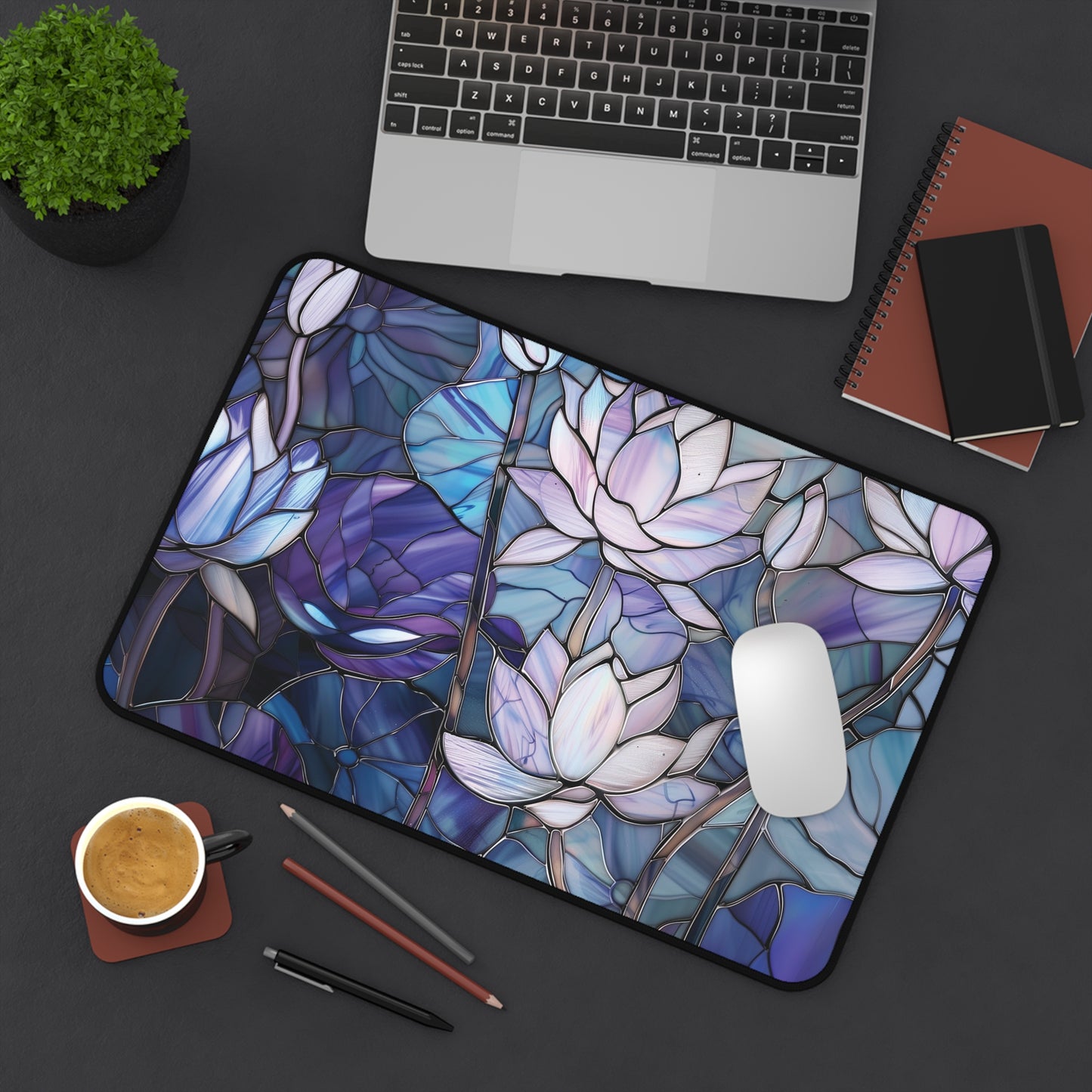 Stained Glass Lotus Mousepad, Gaming Mousepad, Large Mousepad, Keyboard Mouse Mat, Desk Pad for Work Game Home XL 3 Sizes