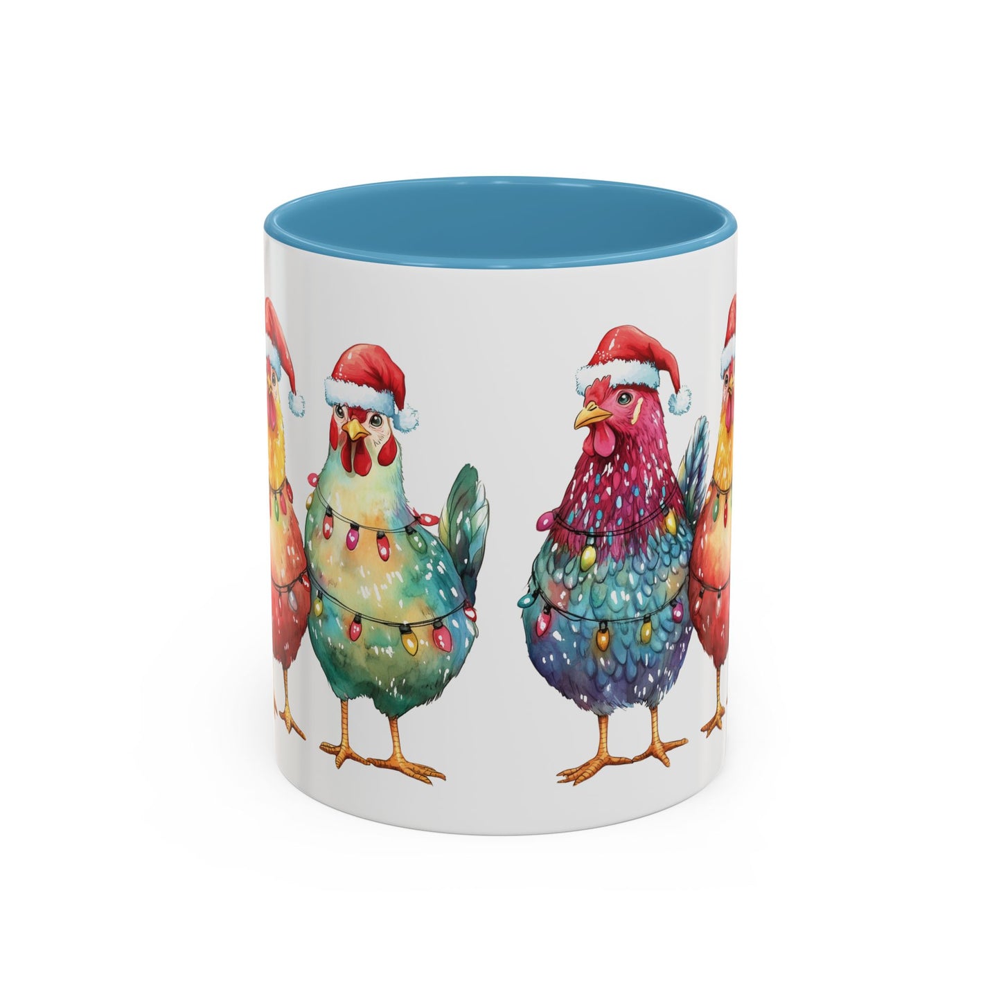 Christmas Chickens Mug - Festive Holiday Chicken Trio Design - Perfect for Farmhouse Christmas Decor